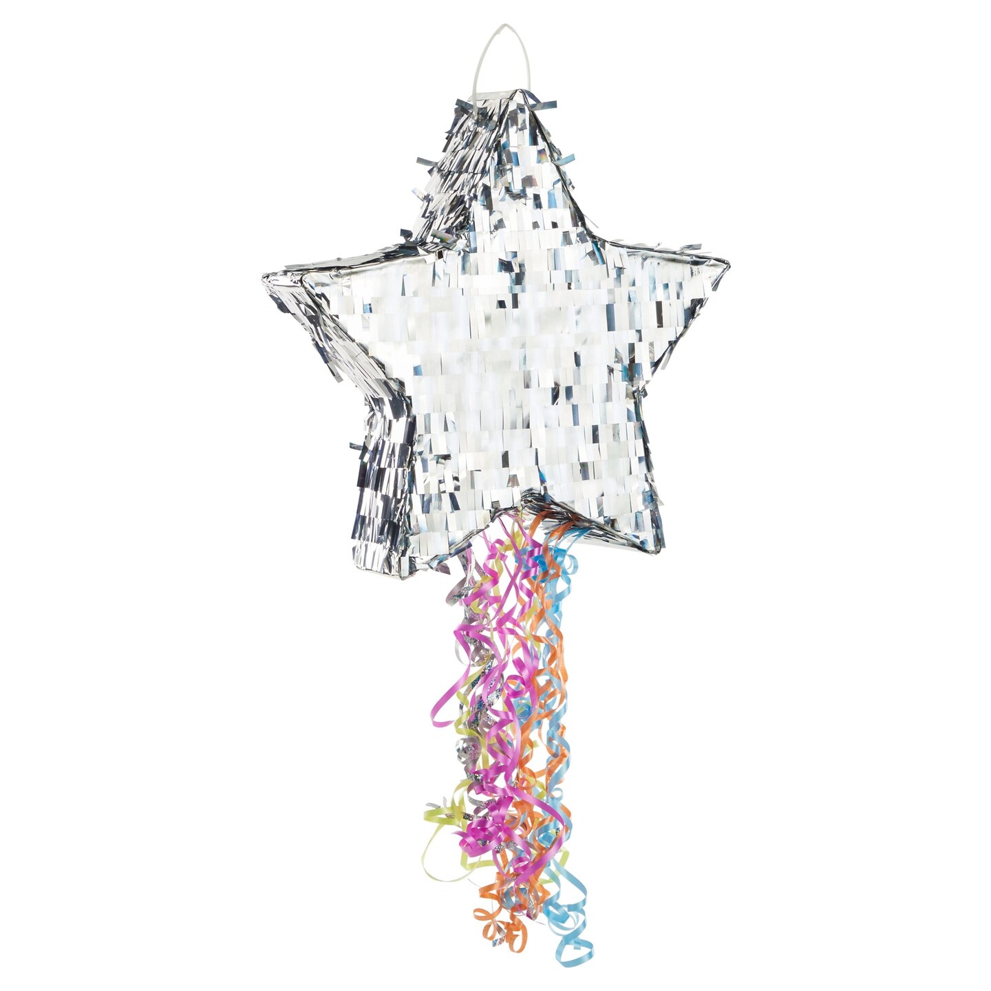 Silver Foil Star Pinata with Pull Strings for Birthday Party
