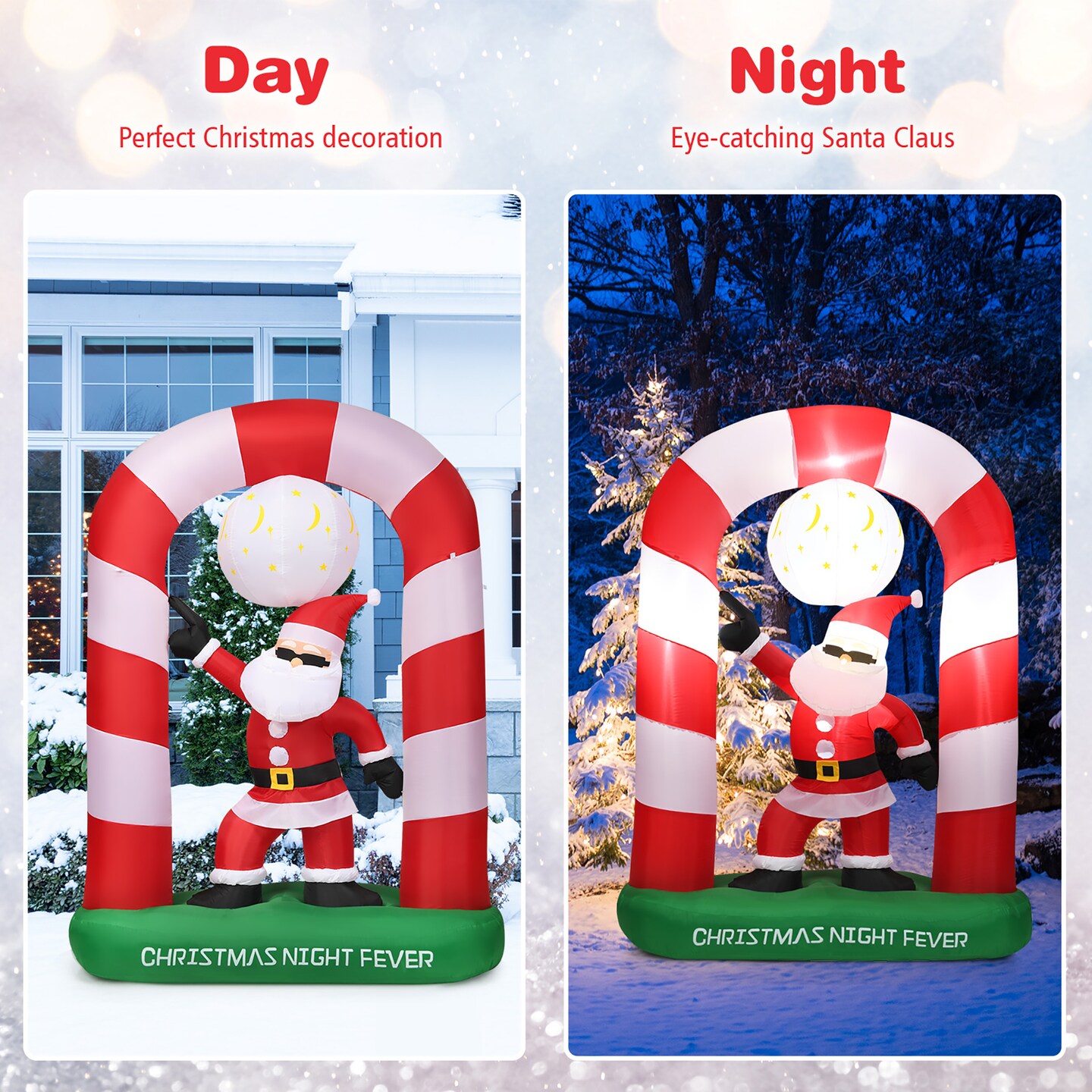 Costway 7.5 FT Inflatable Christmas Lighted Santa Claus Stand on Archway Yard Decoration
