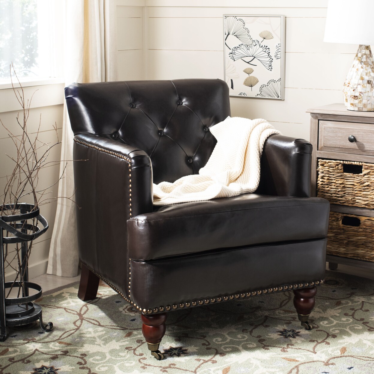 Safavieh   Colin Tufted Club Chair Brown / Leather