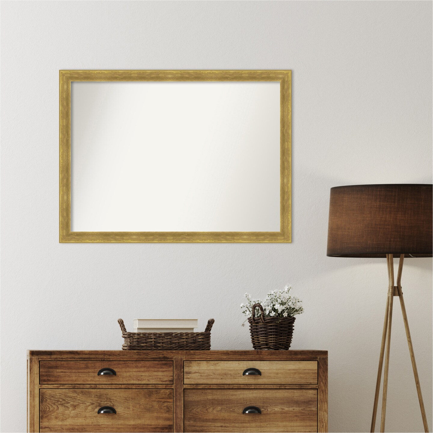 Angled Gold Non-Beveled Custom Framed Bathroom Vanity Wall Mirror