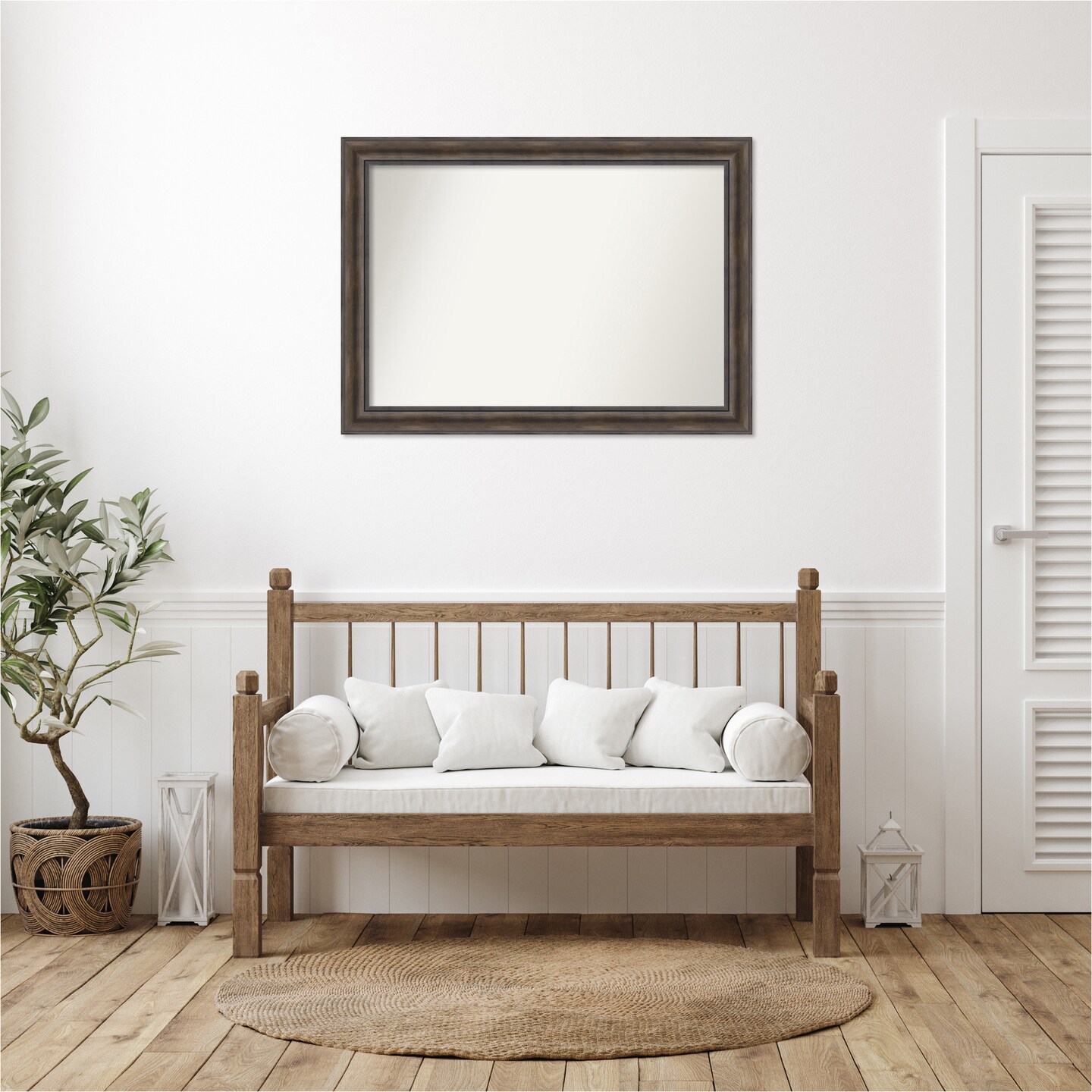 Rustic Pine Brown Non-Beveled Custom Framed Bathroom Vanity Wall Mirror