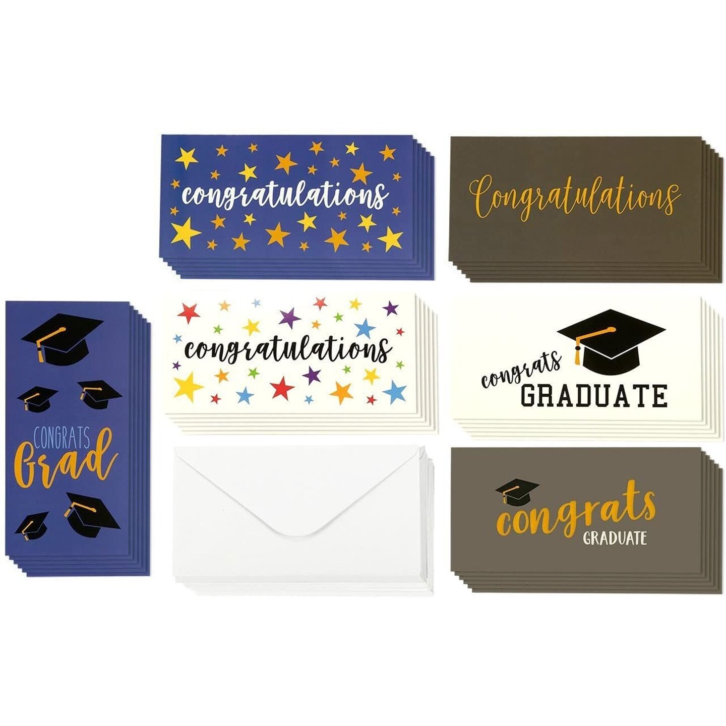 36 Pack Graduation Money Holder, Bulk Greeting Cards Assortment with Envelopes for Gift, Cash (6 Designs)