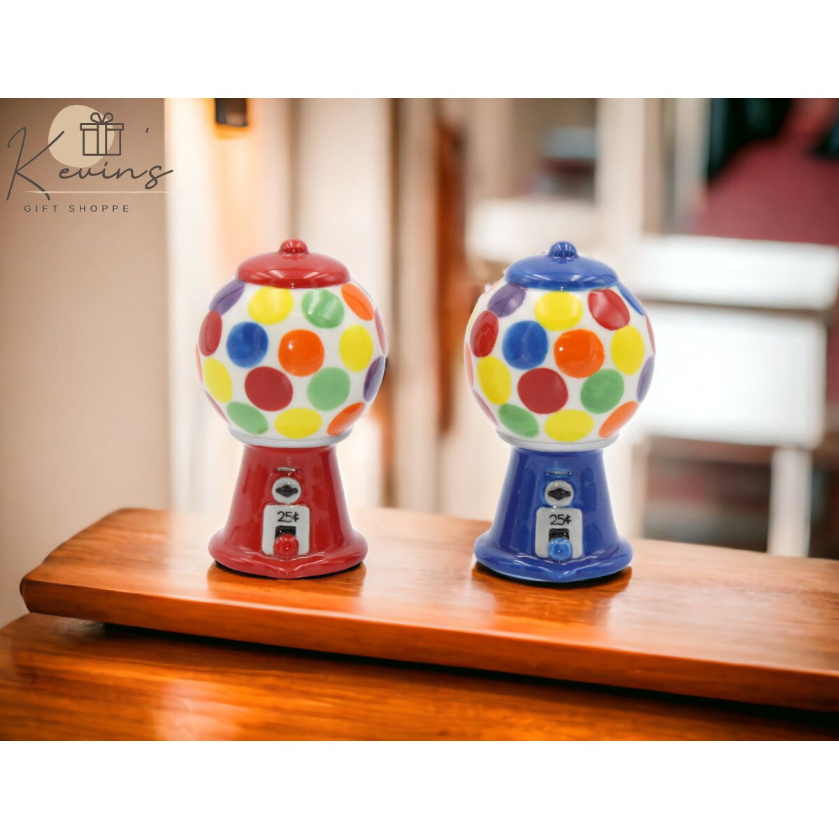 The Good Old Days: Hand Painted Ceramic Gumball Machine Salt and Pepper Shakers