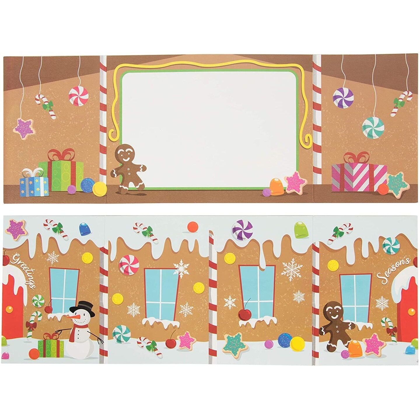 36 Pack Gingerbread House Merry Christmas Greeting Cards with Envelopes, Tri-Fold Holiday Cards (5 x 7 In)