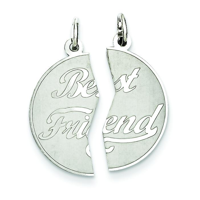 Sterling Silver 2-Piece Best Friend Disc Charm Pendant Jewerly 21mm x 10mm