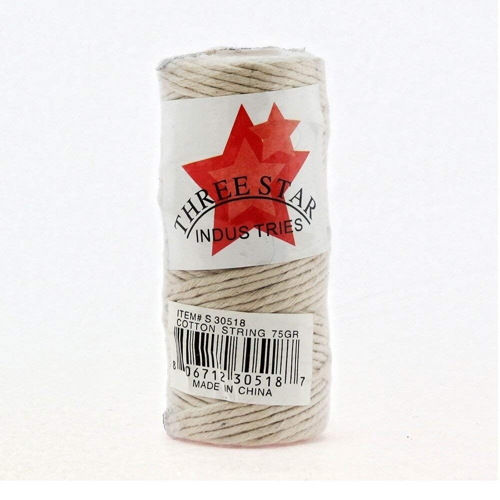 Three Star White Cotton String By  , 75gr