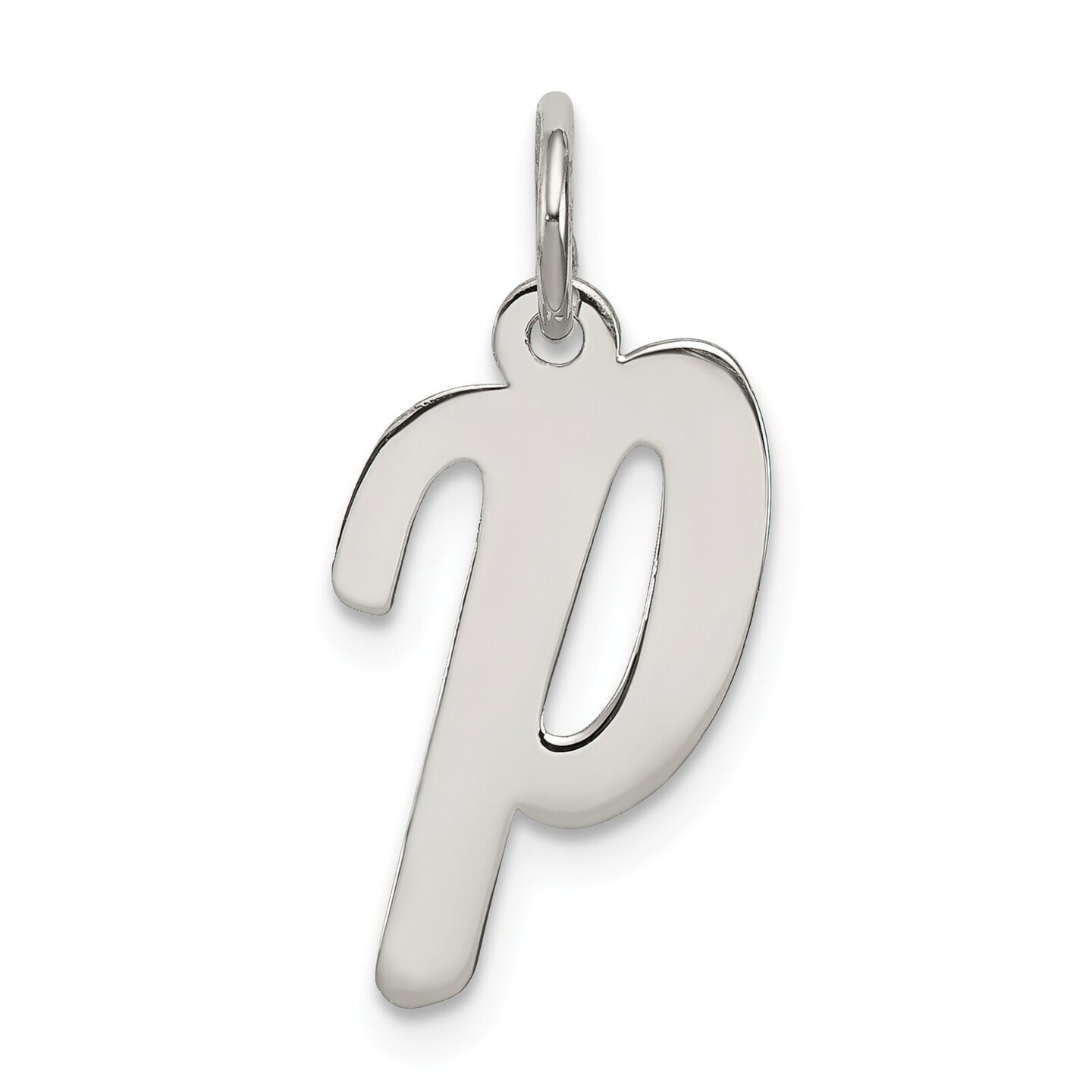 Sterling Silver Medium Script Initial Letter P Charm Jewerly 18mm x 8mm