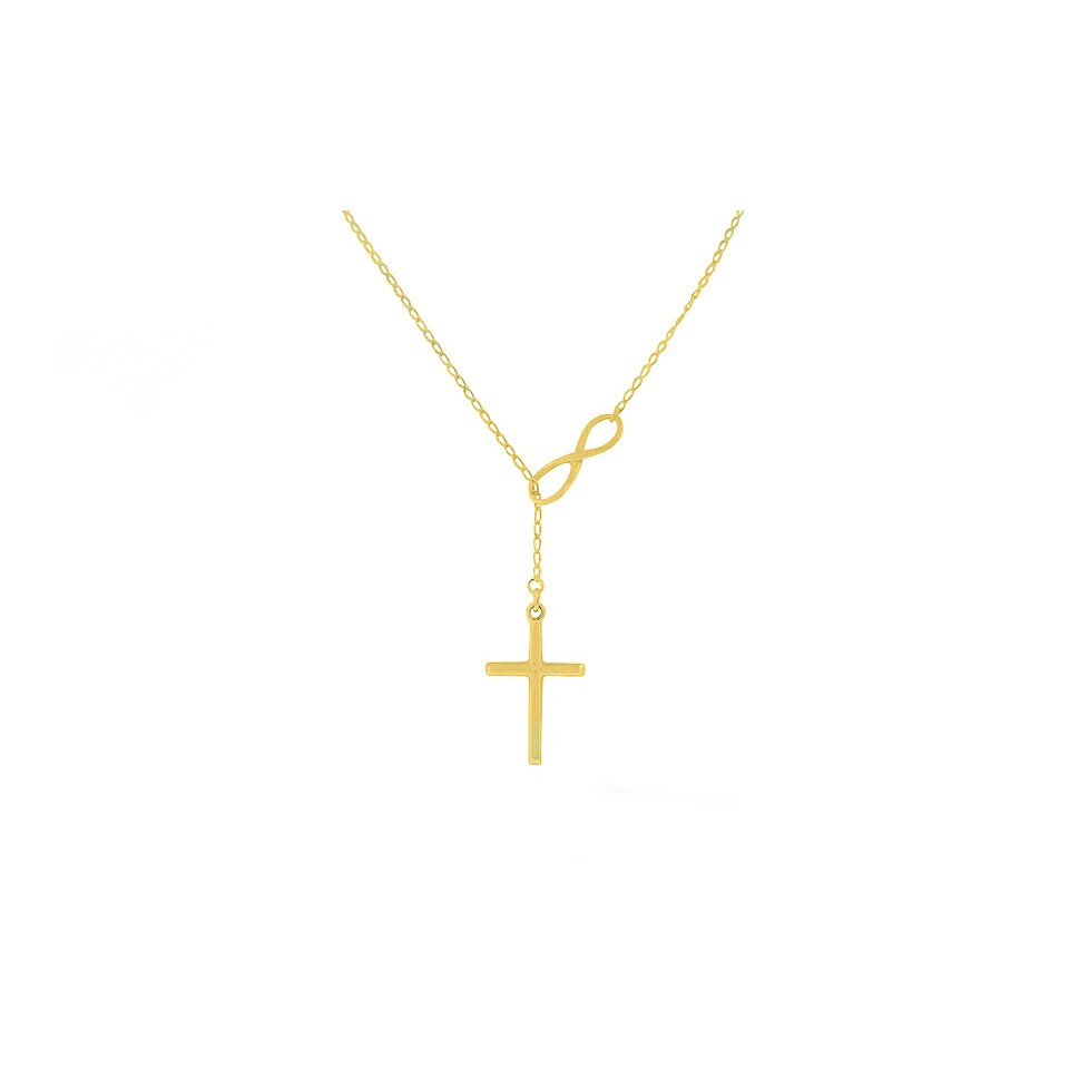 18k Gold, Rose Gold Or Sterling Silver Infinity Cross Lariat Necklace