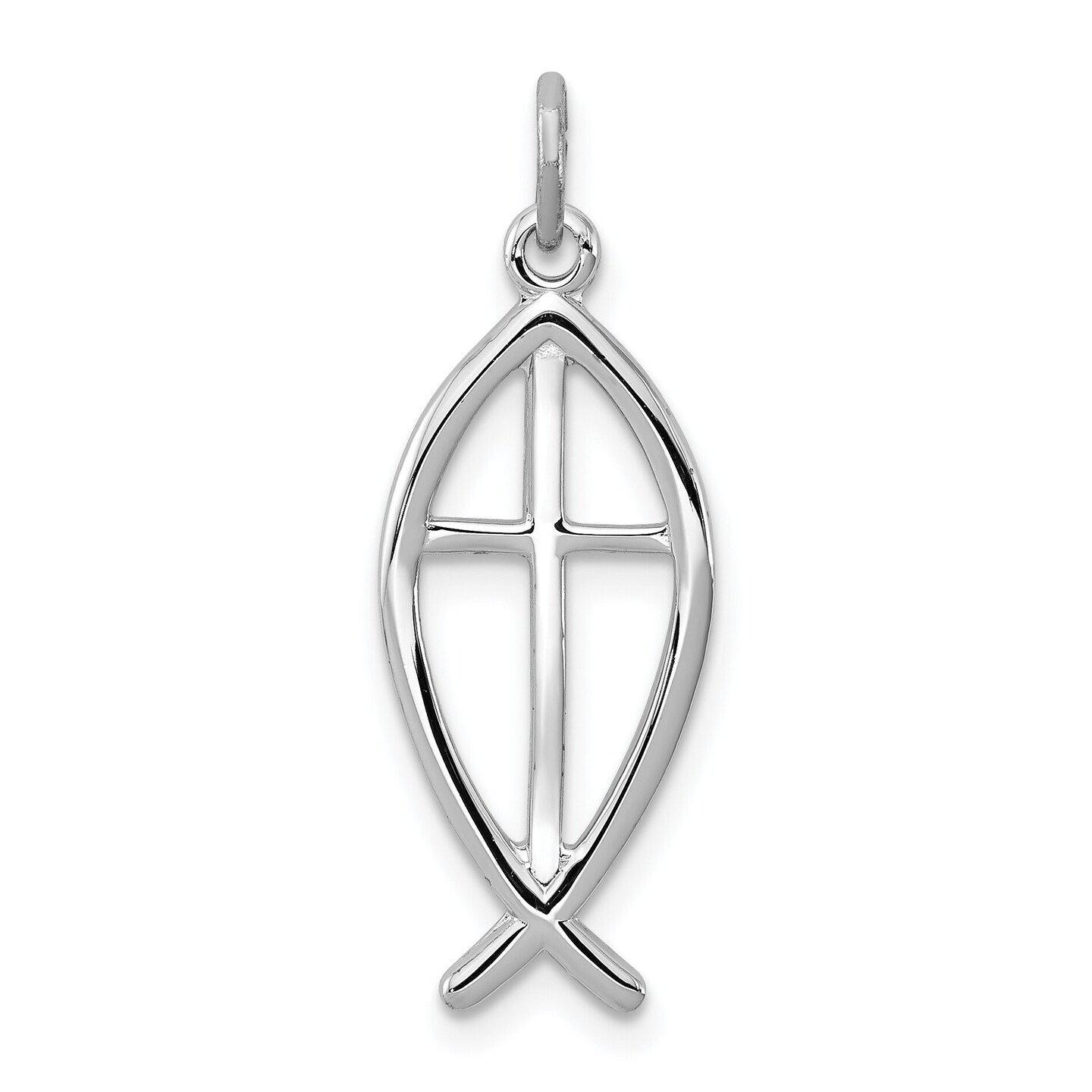 Sterling Silver Ichthus Fish Charm Jewerly 24mm x 10mm