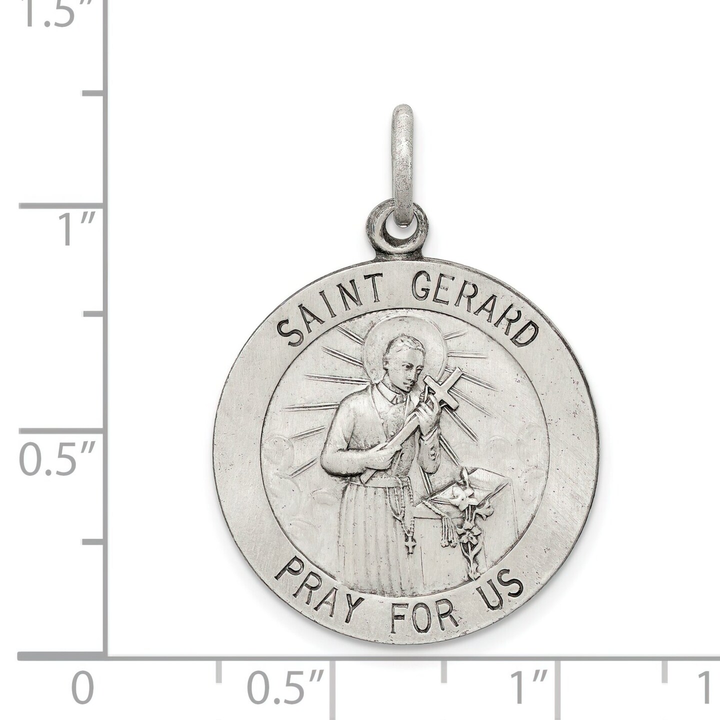 Sterling Silver Saint Gerard Round Medal