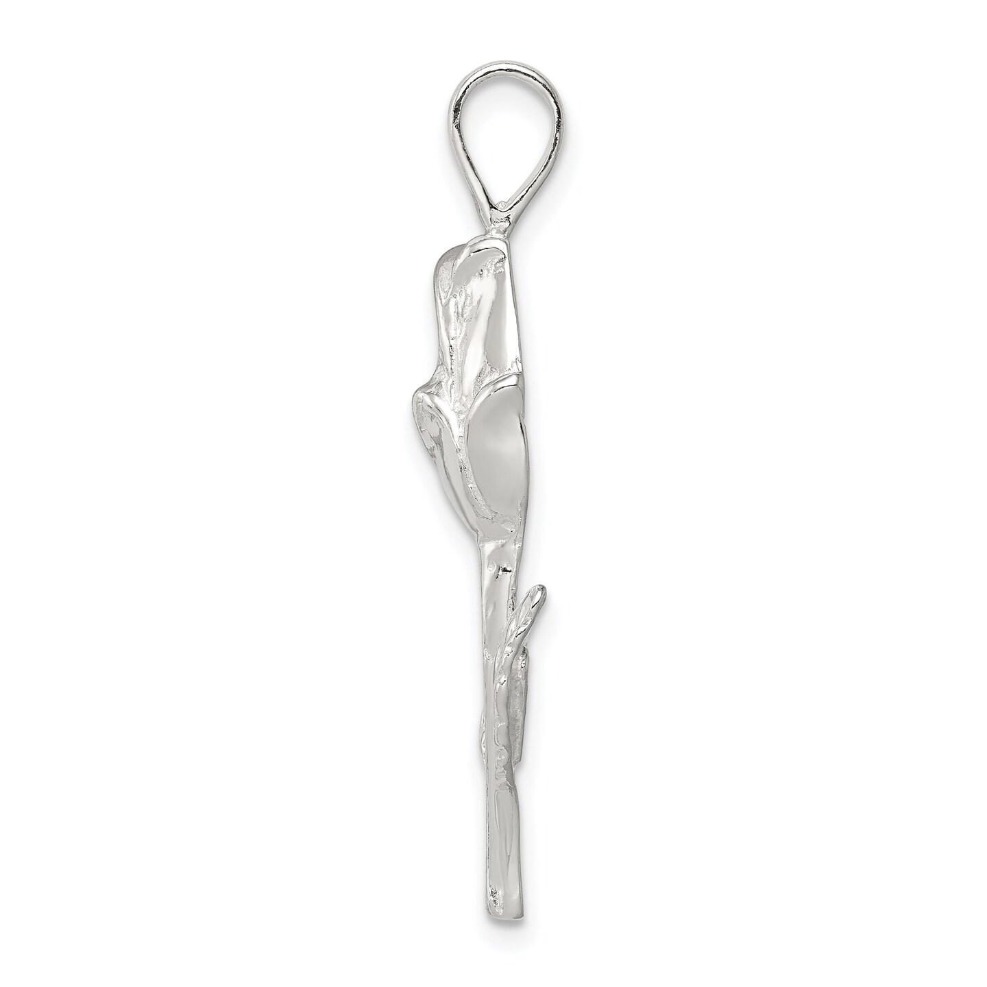Sterling Silver Rose Bud Pendant Charm Flower Jewelry 36mm x 14mm