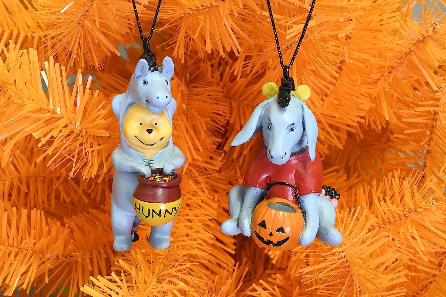 Tree Buddees Winnie The Pooh and Eeyore Dressed up as Each Other for Trick or Treating Cute Halloween Ornaments