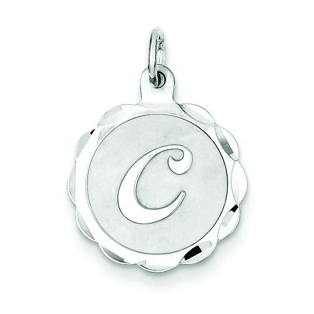 Sterling Silver Brocaded Lower Case Initial C Charm Jewerly 22mm x 16mm