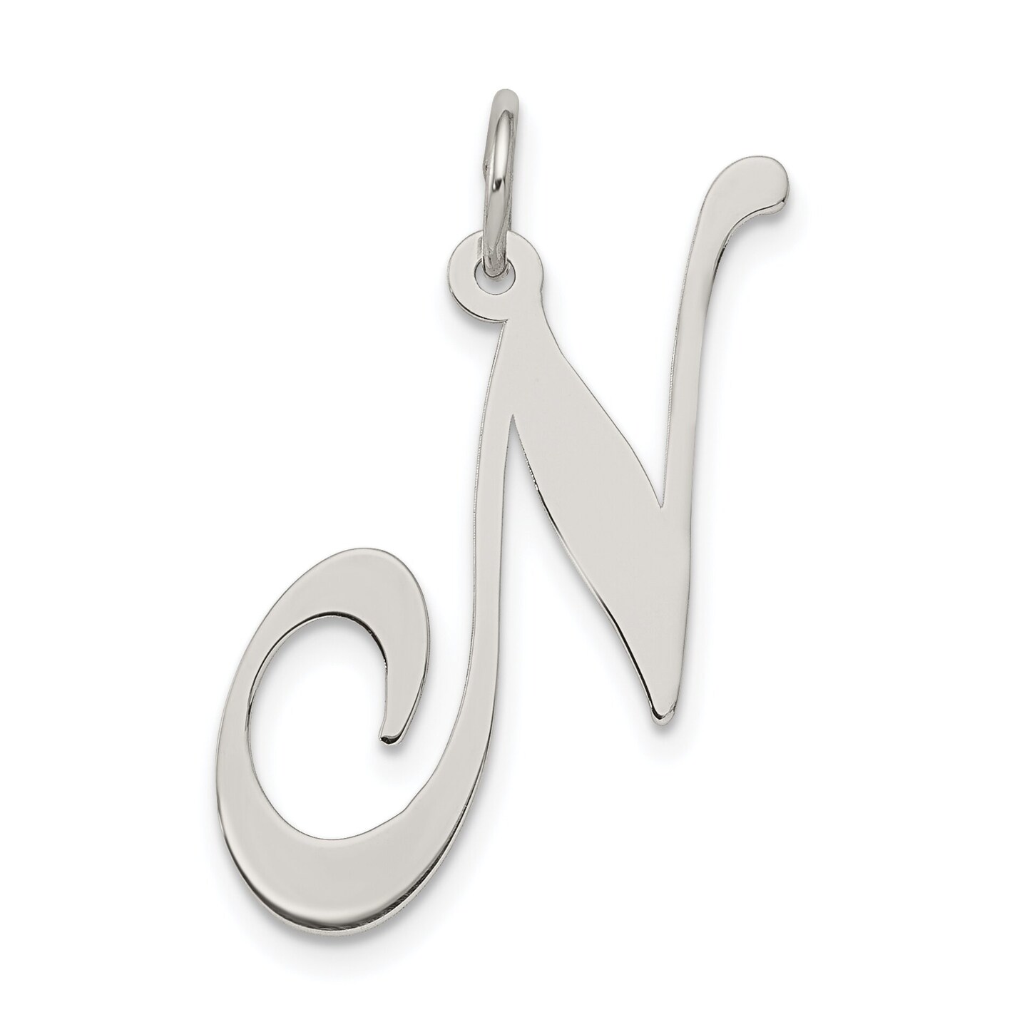 Sterling Silver Large Script Initial Letter N Charm Jewerly 21mm x 17mm