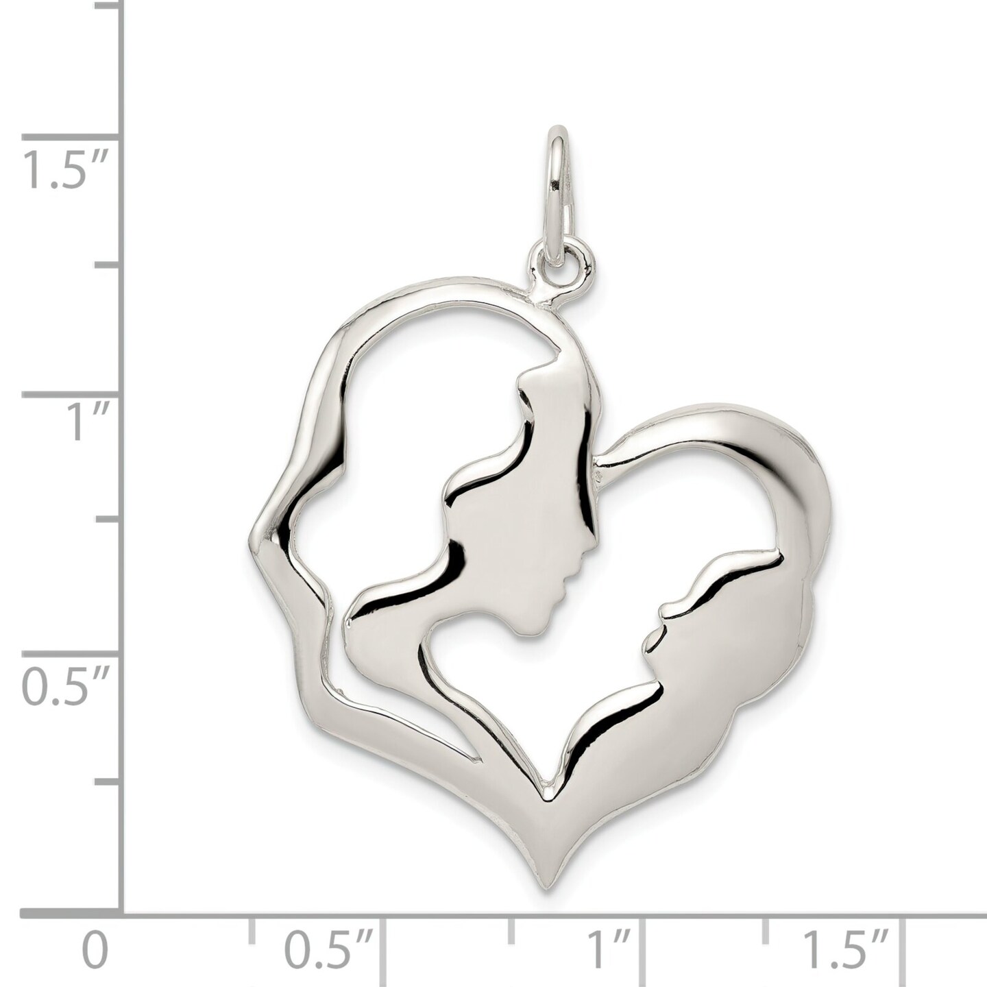 Sterling Silver Mother &#x26; Baby Charm Pendant Jewelry 32mm x 27mm