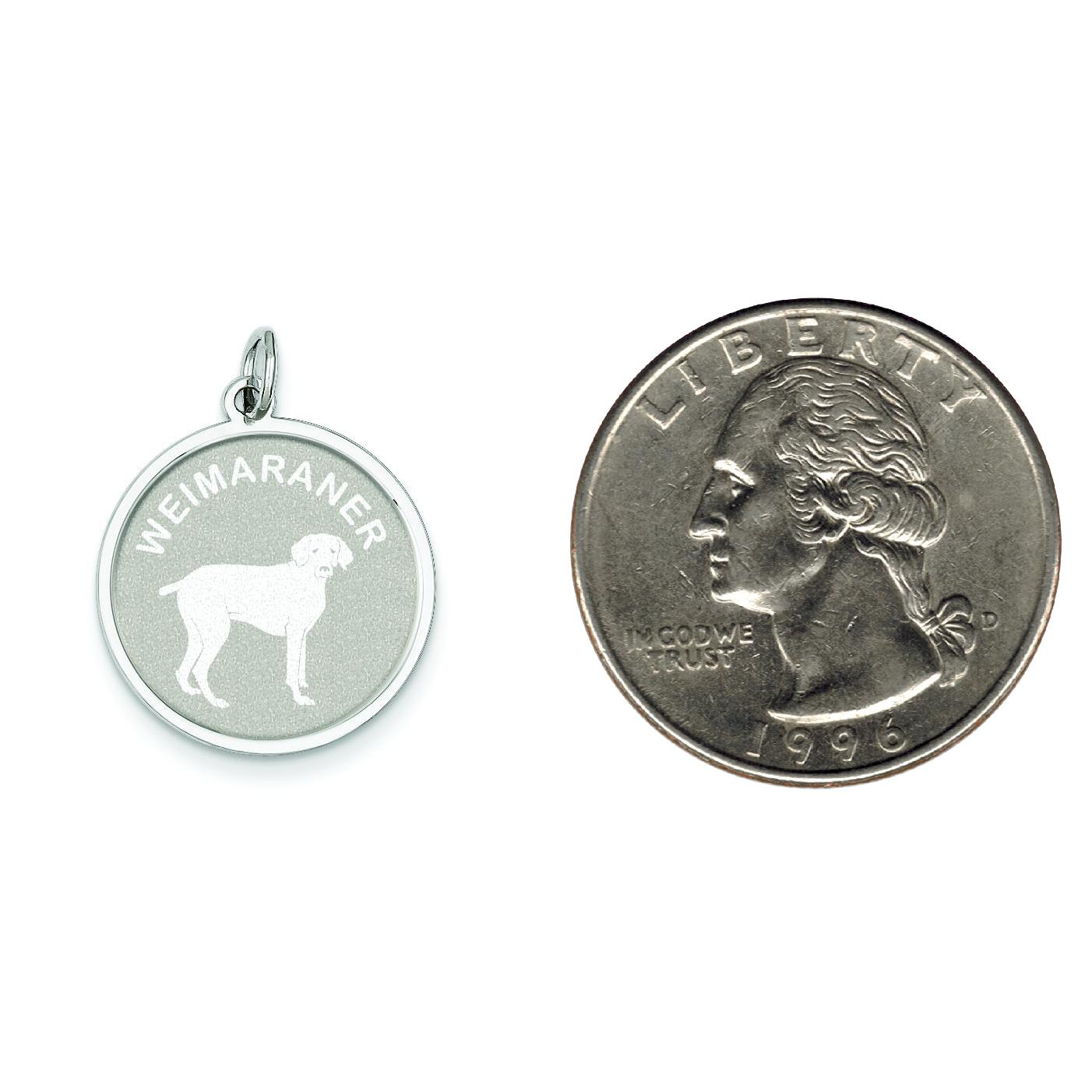 Sterling Silver Weimaraner Disc Charm Pendant Jewelry 26mm x 19mm