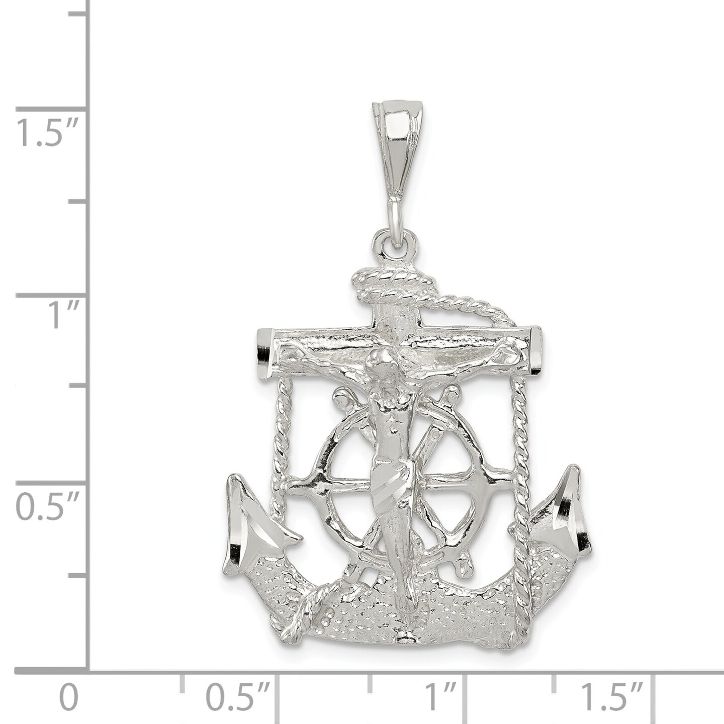 Sterling Silver Mariners Cross Pendant Charm Jewelry 38mm x 24mm