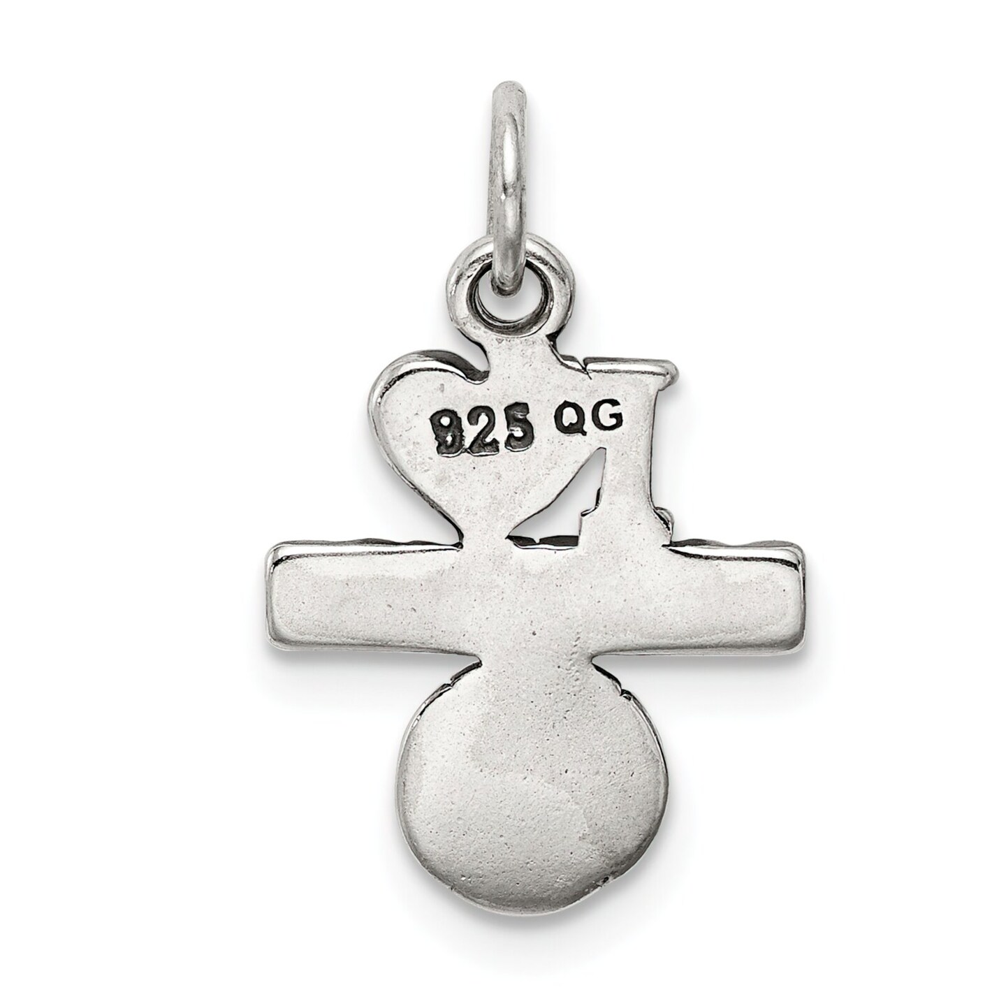 Sterling Silver Antiqued I Love Baseball Charm Pendant Jewerly 16mm x 13mm
