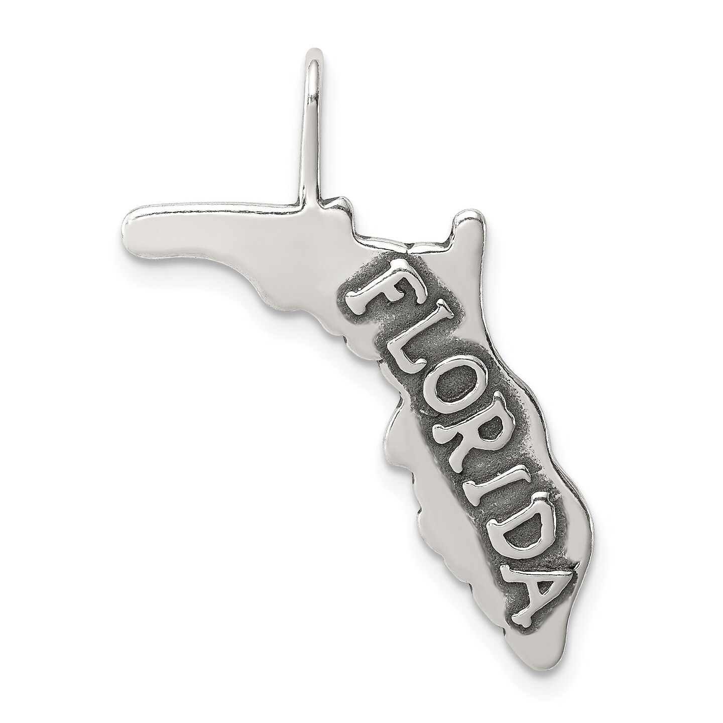 Sterling Silver Antiqued Florida State Charm Pendant Jewerly 24mm x 23mm
