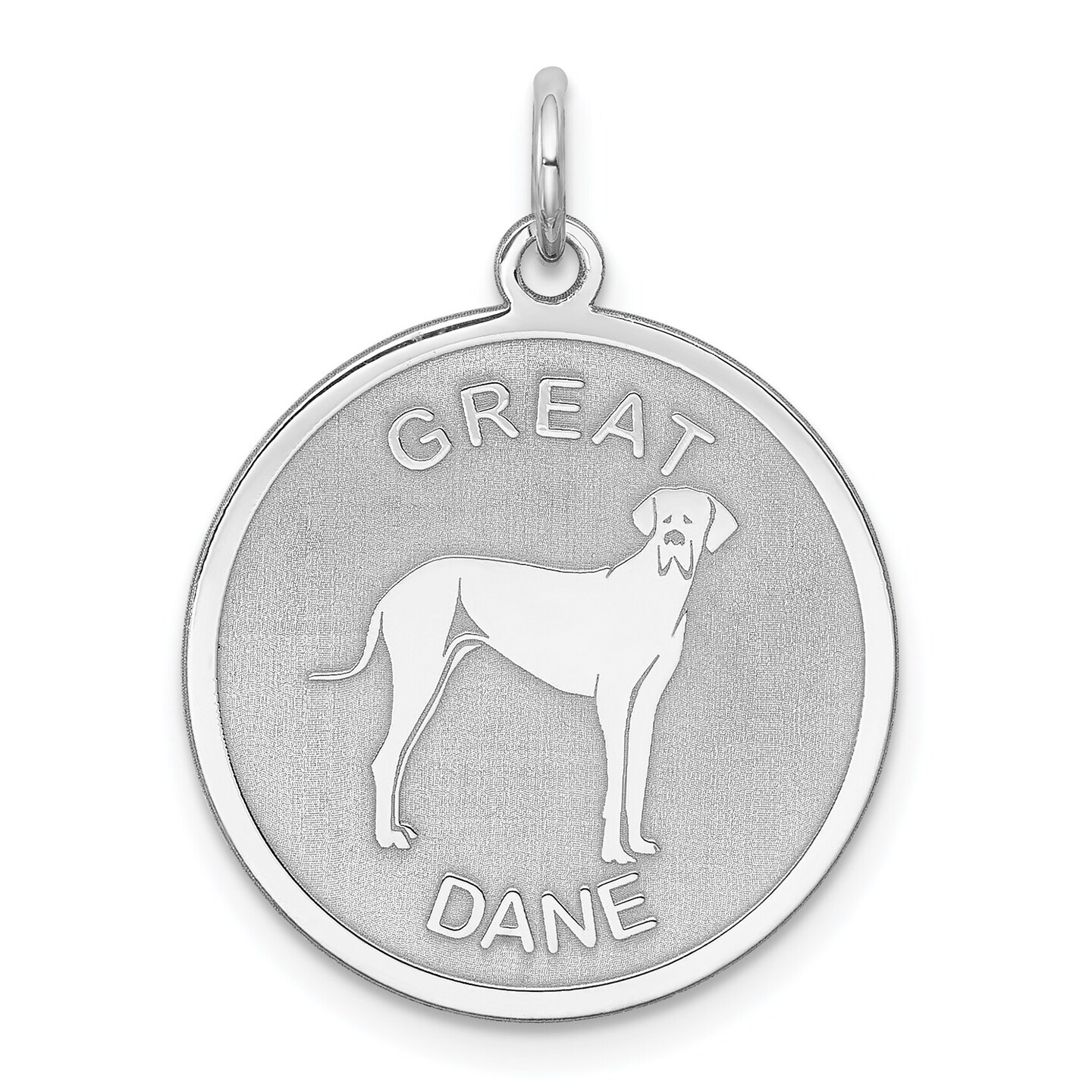 Sterling Silver Great Dane Disc Charm Pendant Jewelry 26mm x 19mm