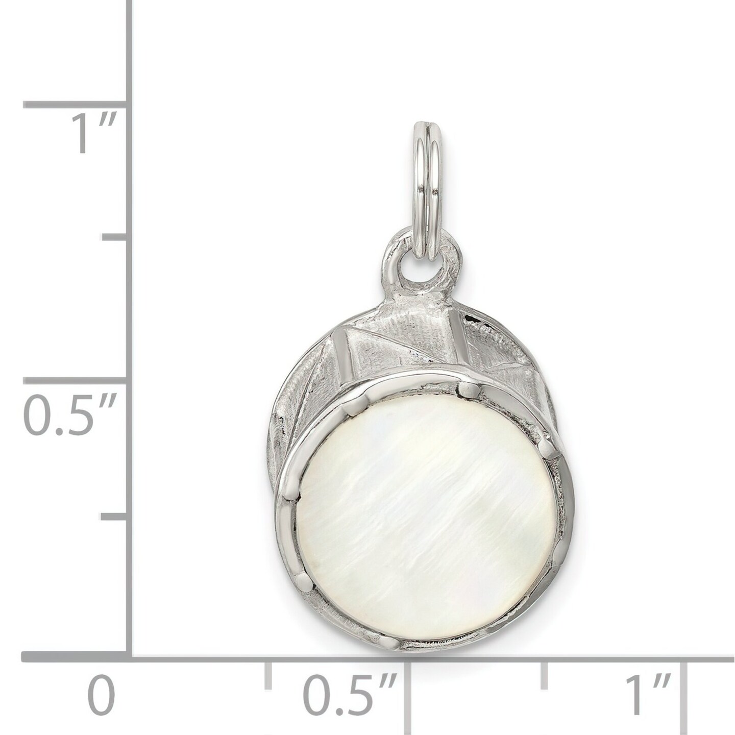 Sterling Silver Mother of Pearl Drum Charm Jewerly 20mm x 17mm