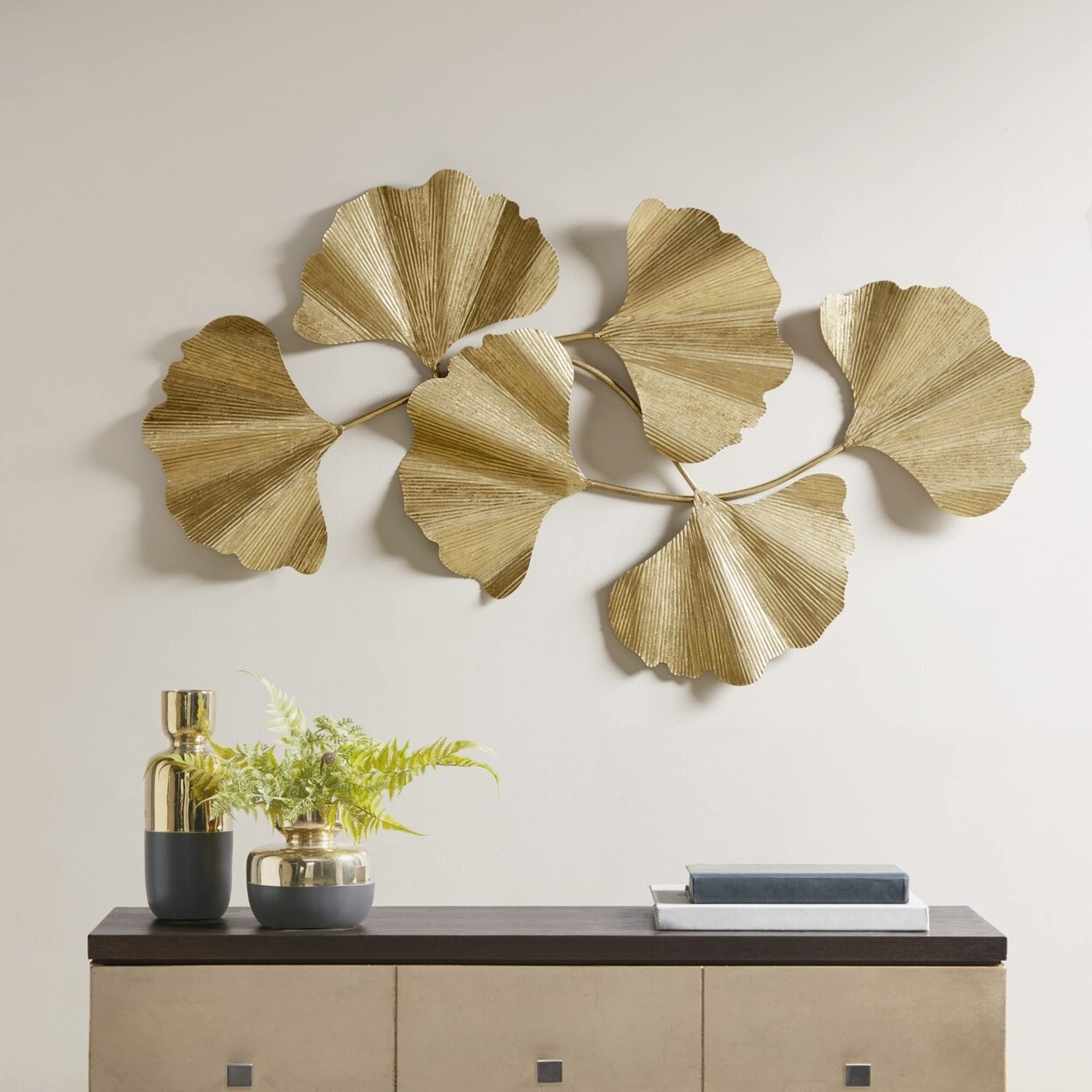 MARTHA STEWART   Transitional Ginkgo Wall Decor with Gold Finish MT167-0023