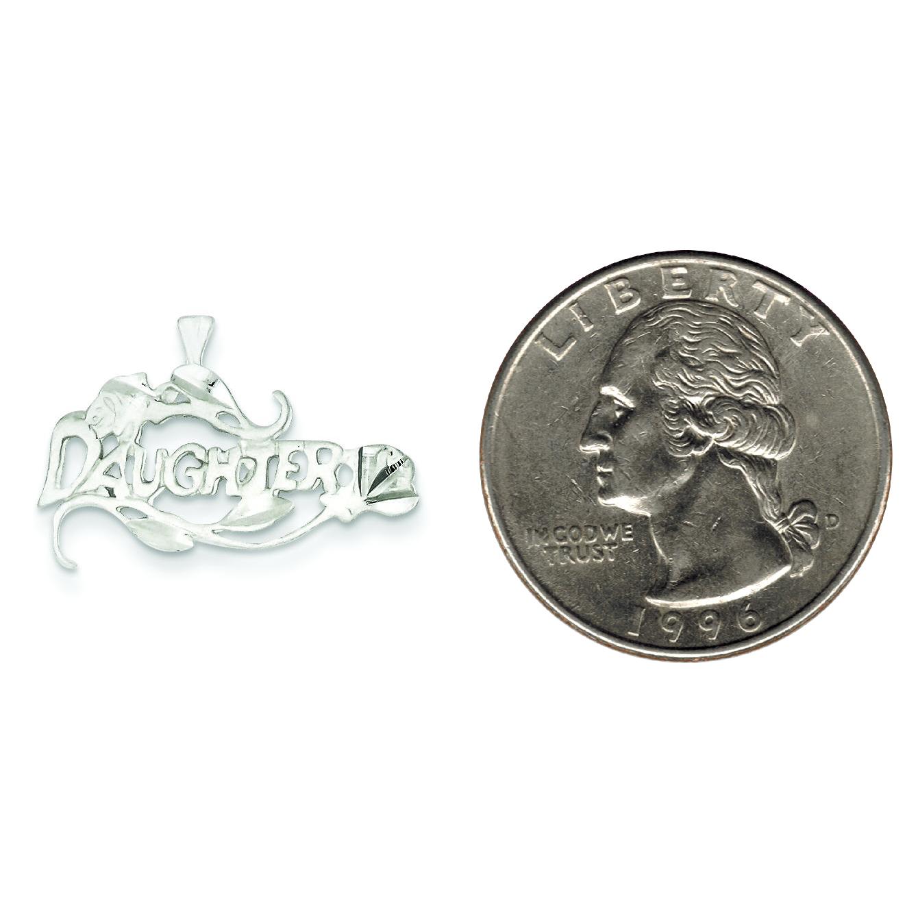 Sterling Silver Daughter Charm Pendant Family Jewelry 17mm x 25mm