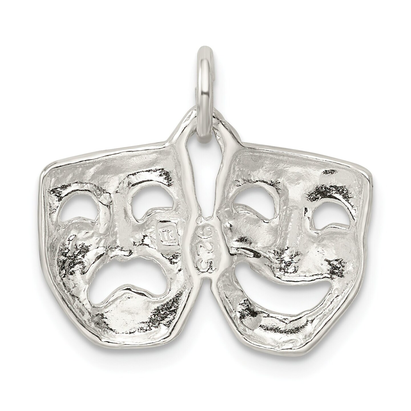 Sterling Silver Comedy & Tragedy Mask Charm Jewerly 16mm x 21mm