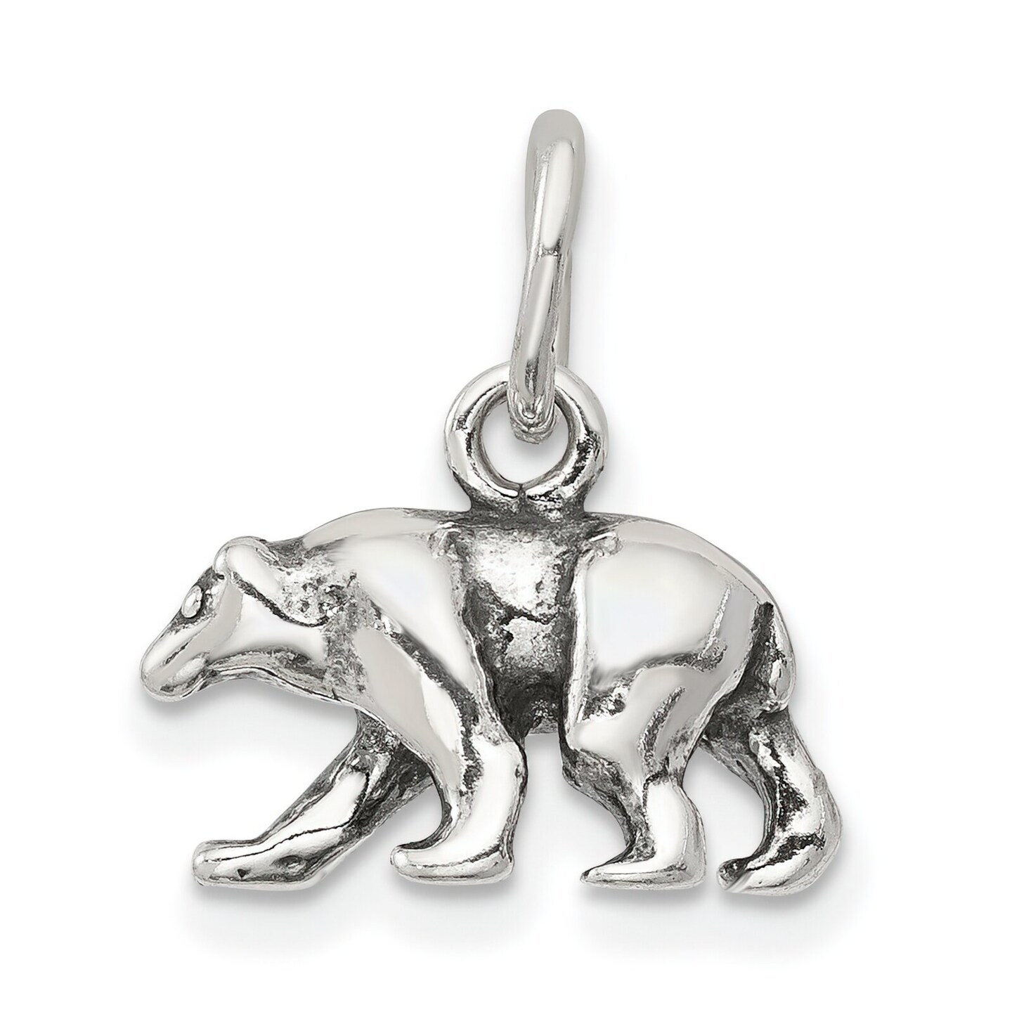 Sterling Silver Bear Charm Pendant Animal Jewelry 12mm x 15mm