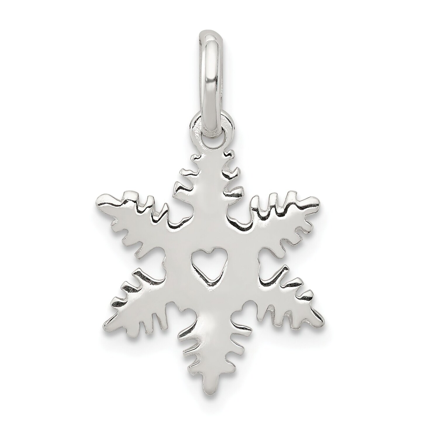 Sterling Silver Snowflake Charm Pendant Winter Jewelry 22mm x 15mm