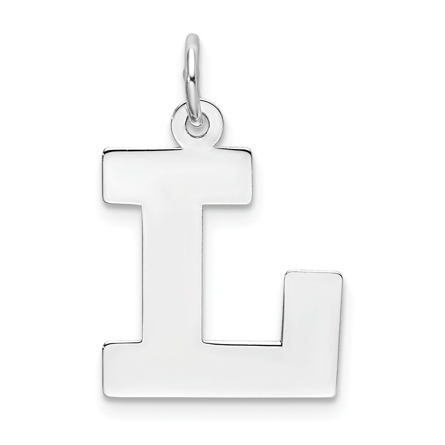 Sterling Silver Medium Block Initial Letter L Charm Jewerly 19mm x 12mm