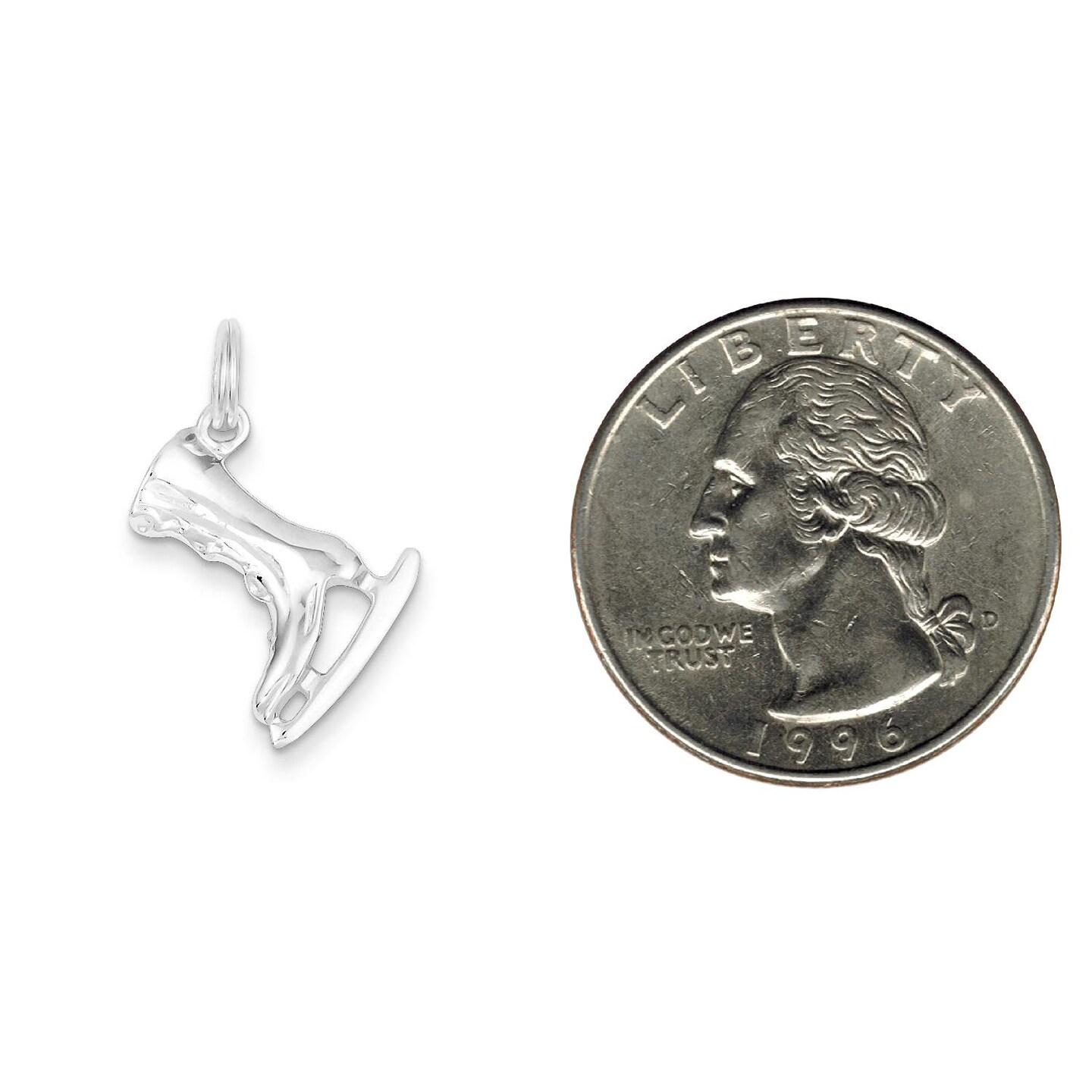 Sterling Silver Ice Skate Charm Pendant Skating Jewelry 20 X 16mm