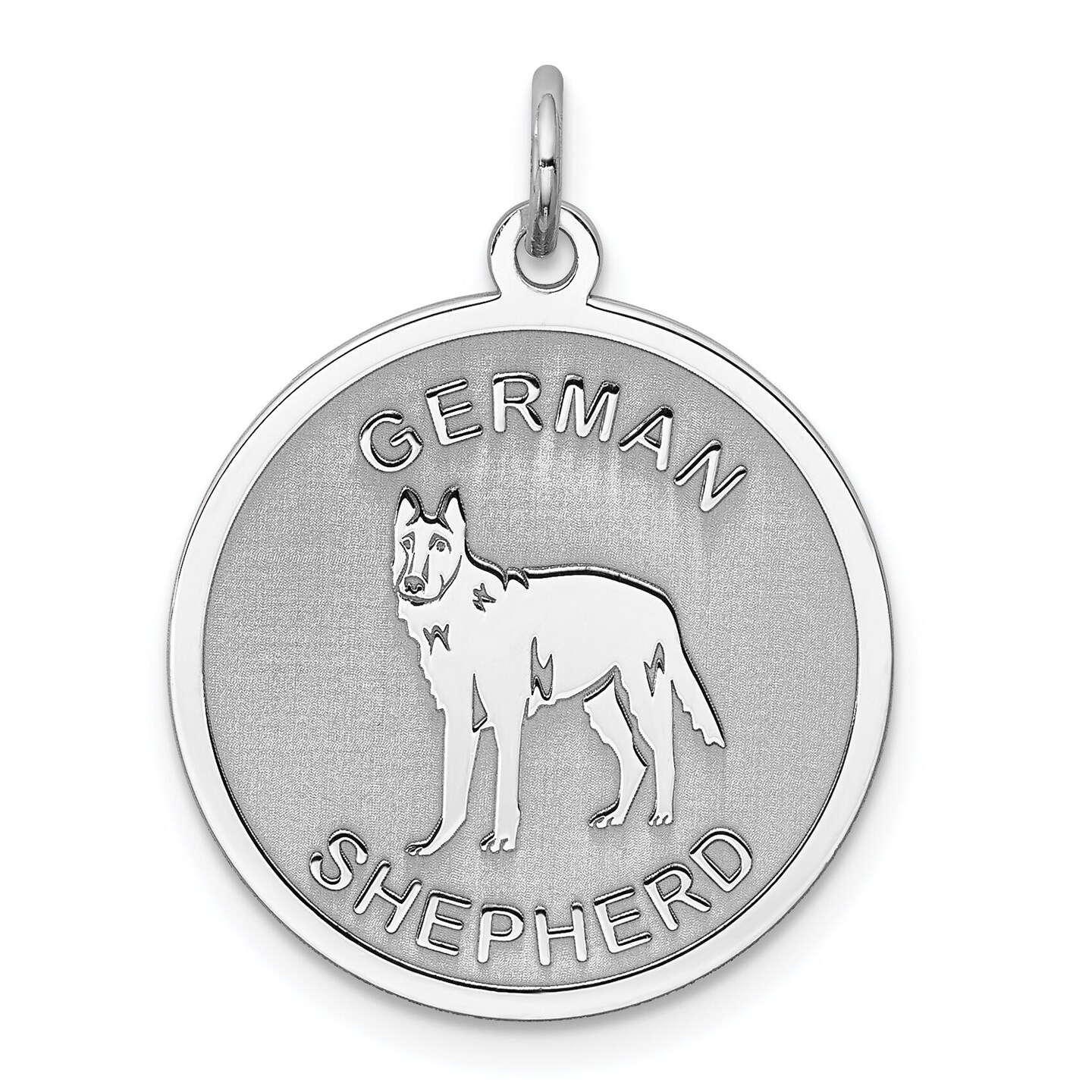 Sterling Silver German Shepherd Disc Charm Pendant Jewerly 26mm x 19mm