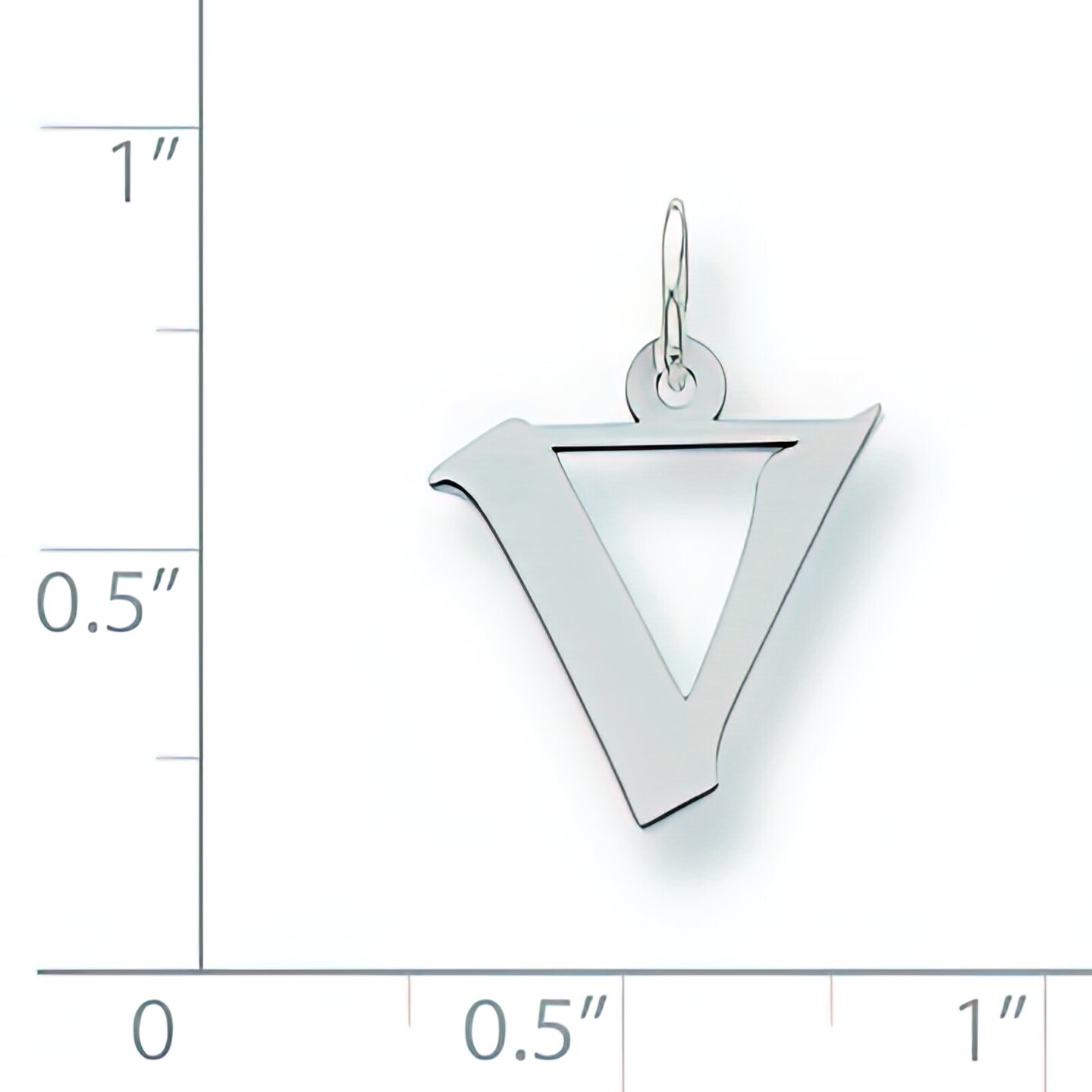 Sterling Silver Small Artisian Block Initial V Charm Jewerly 18mm x 10mm