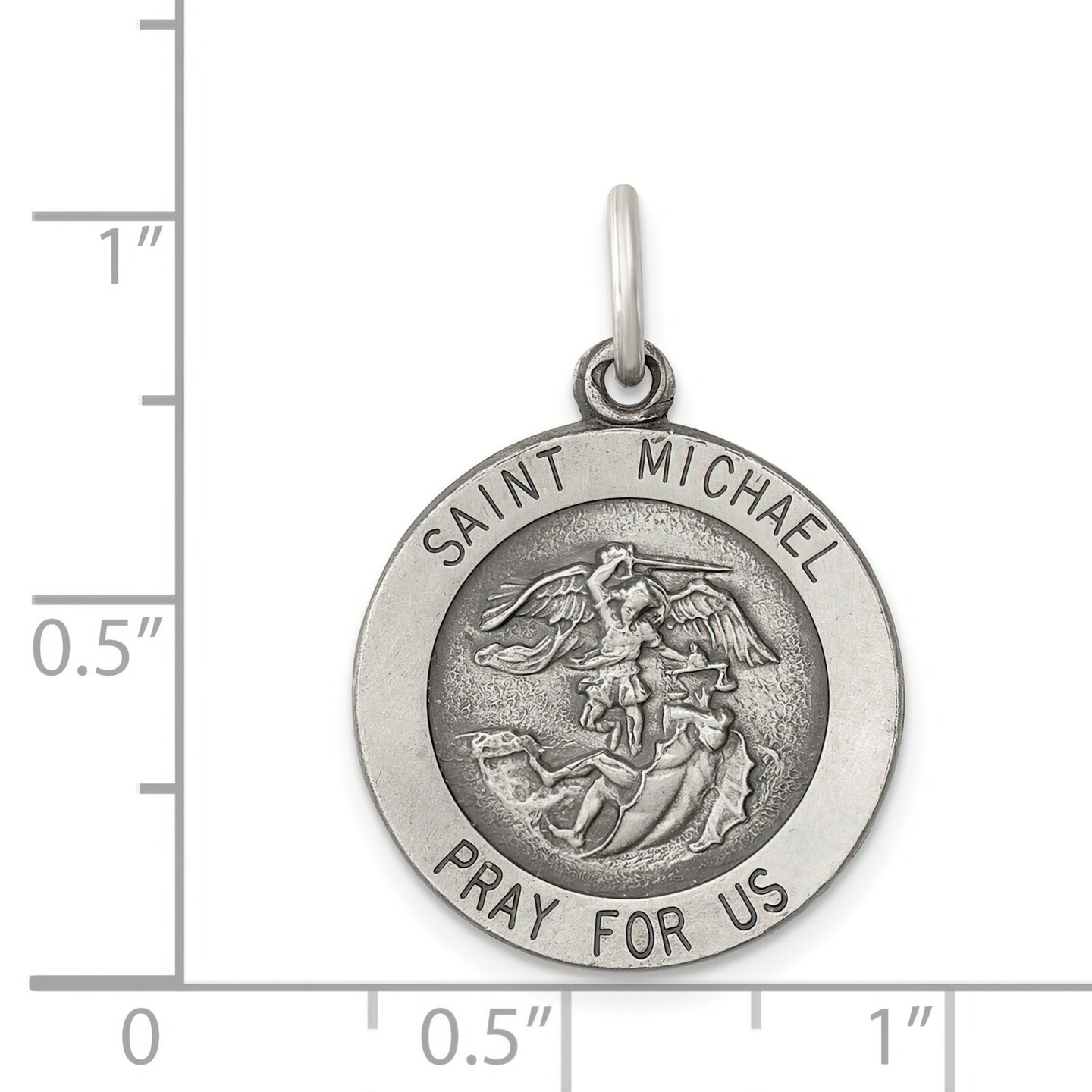 Sterling Silver Saint Michael Round Medal