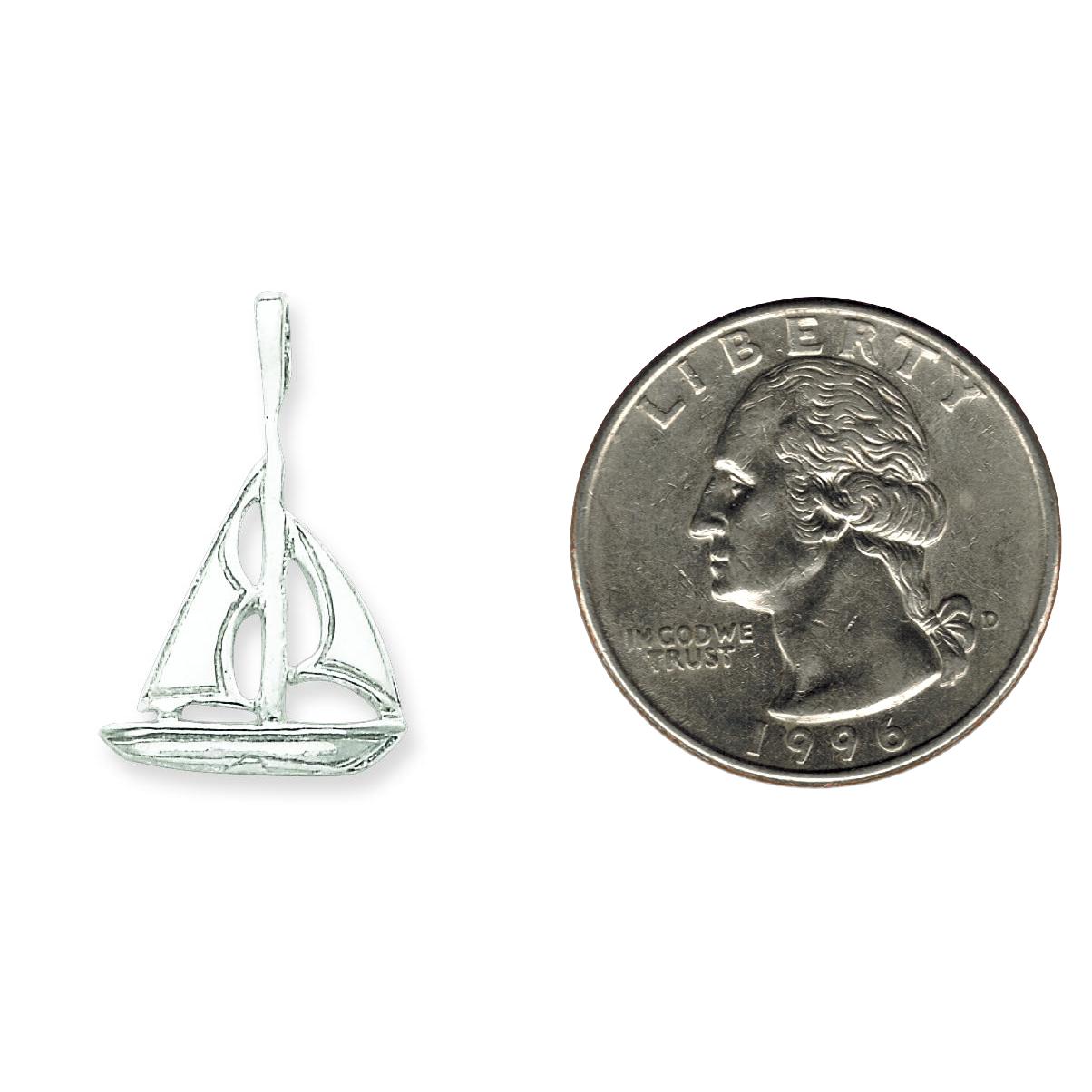 Sterling Silver Sailboat Charm Pendant Sailing Jewelry 25mm x 16mm