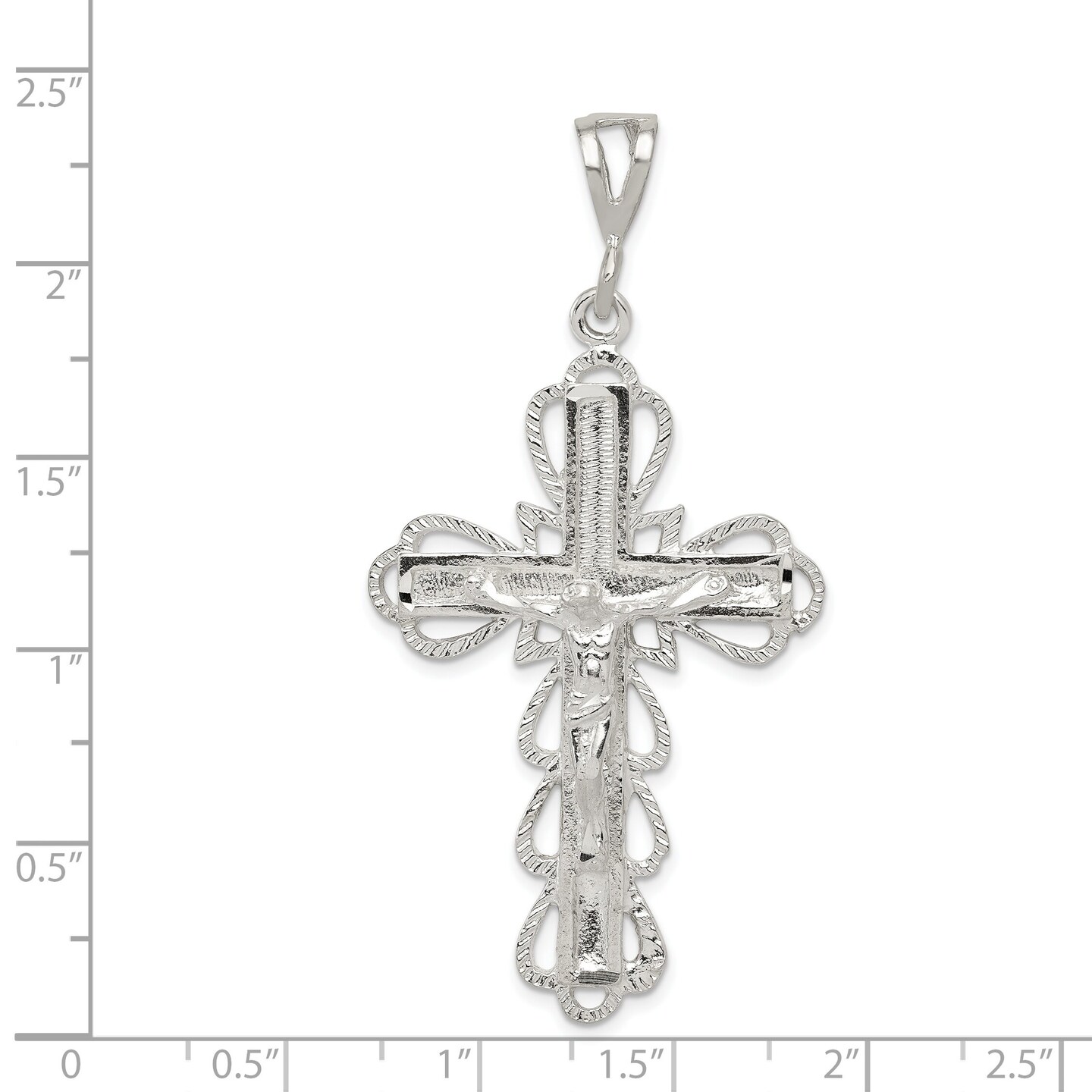 Sterling Silver Crucifix Pendant Religious Jewelry 60.2mm x 30.2mm