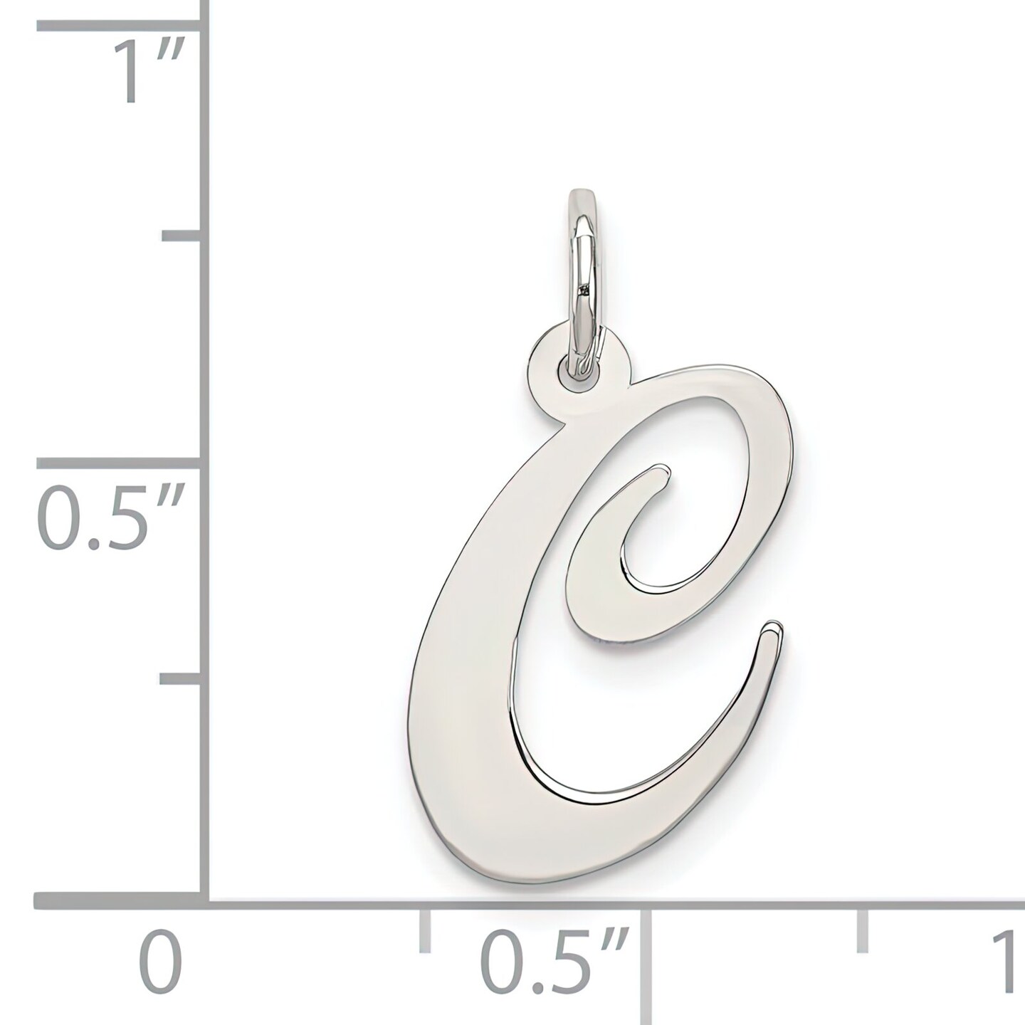 Sterling Silver Medium Script Initial Letter C Charm Jewerly 18mm x 13mm