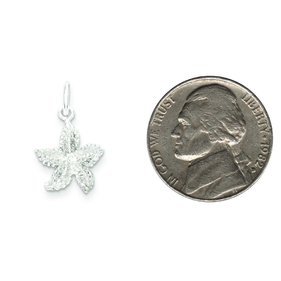 Sterling Silver Starfish Charm Jewelry Ocean Pendant 18mm x 14mm