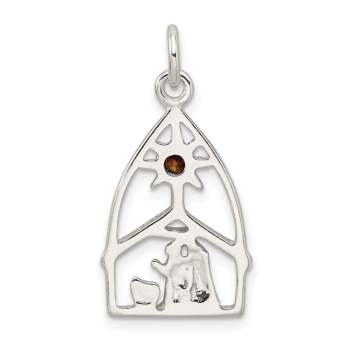Sterling Silver  Crystal Nativity Charm 49.8mm Long X 27mm Wide Approx.