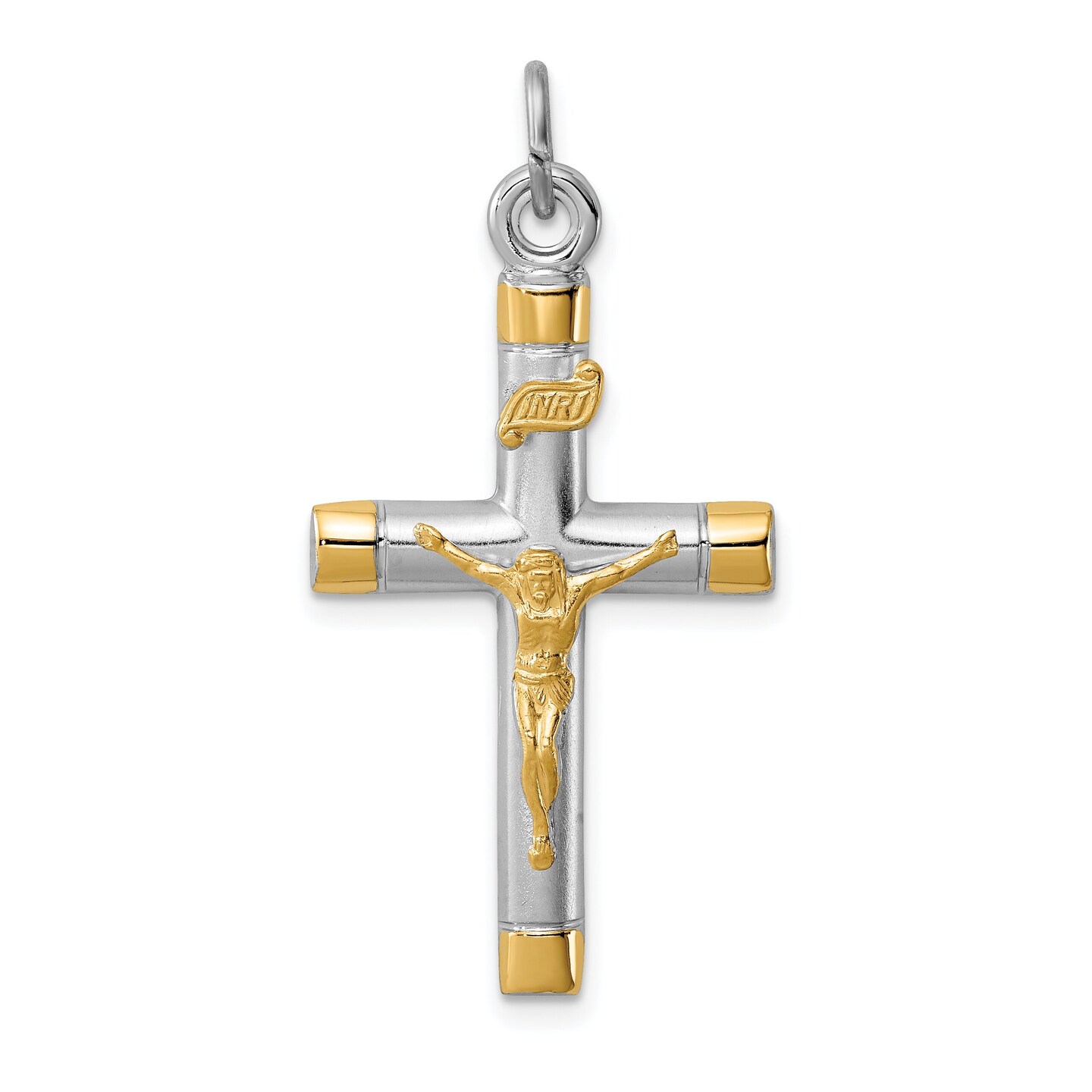 Sterling Silver Gold Plated Crucifix Pendant Jewerly 67.7mm x 34mm