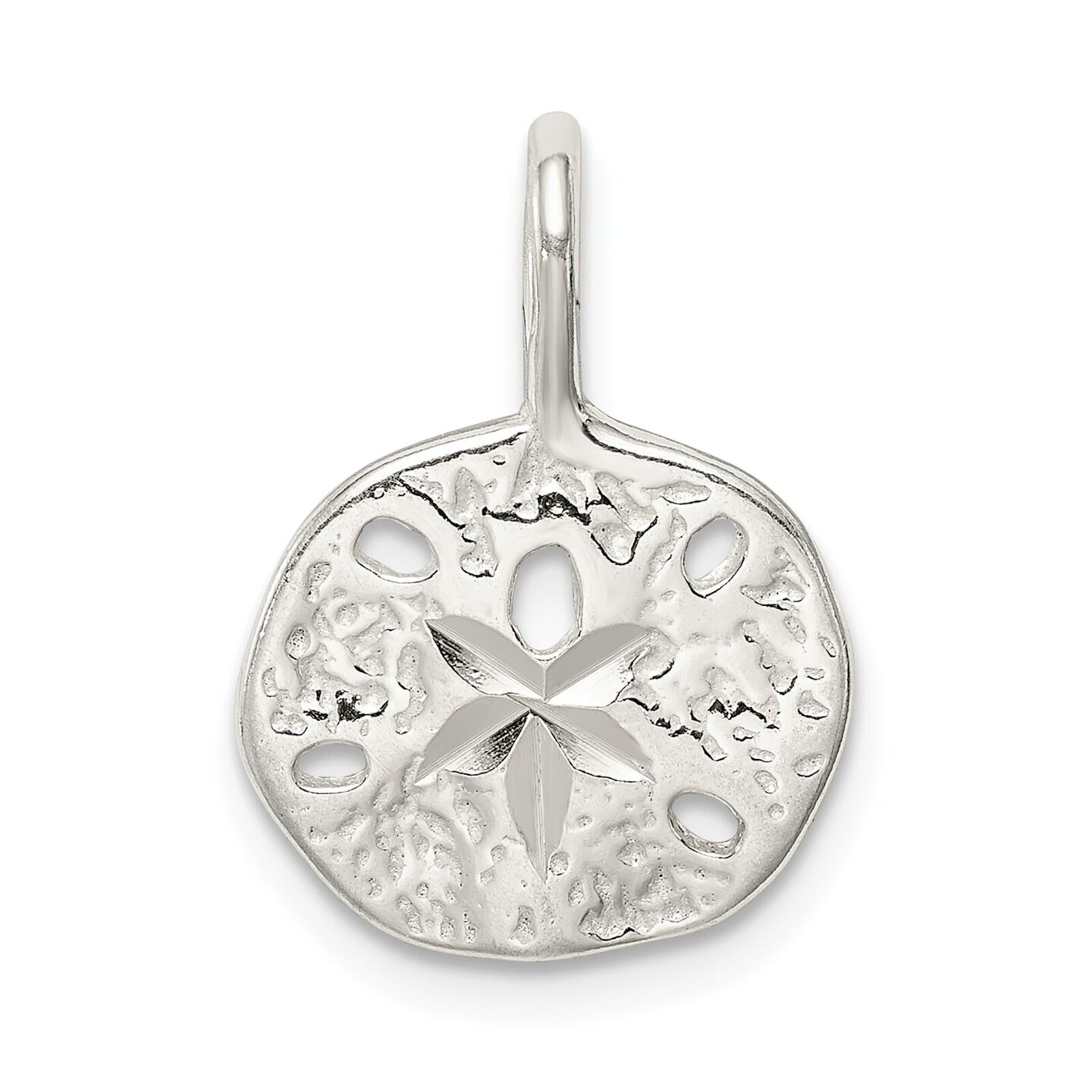 Sterling Silver Sand Dollar Charm Pendant FindingKing Jewerly 19mm x 13mm