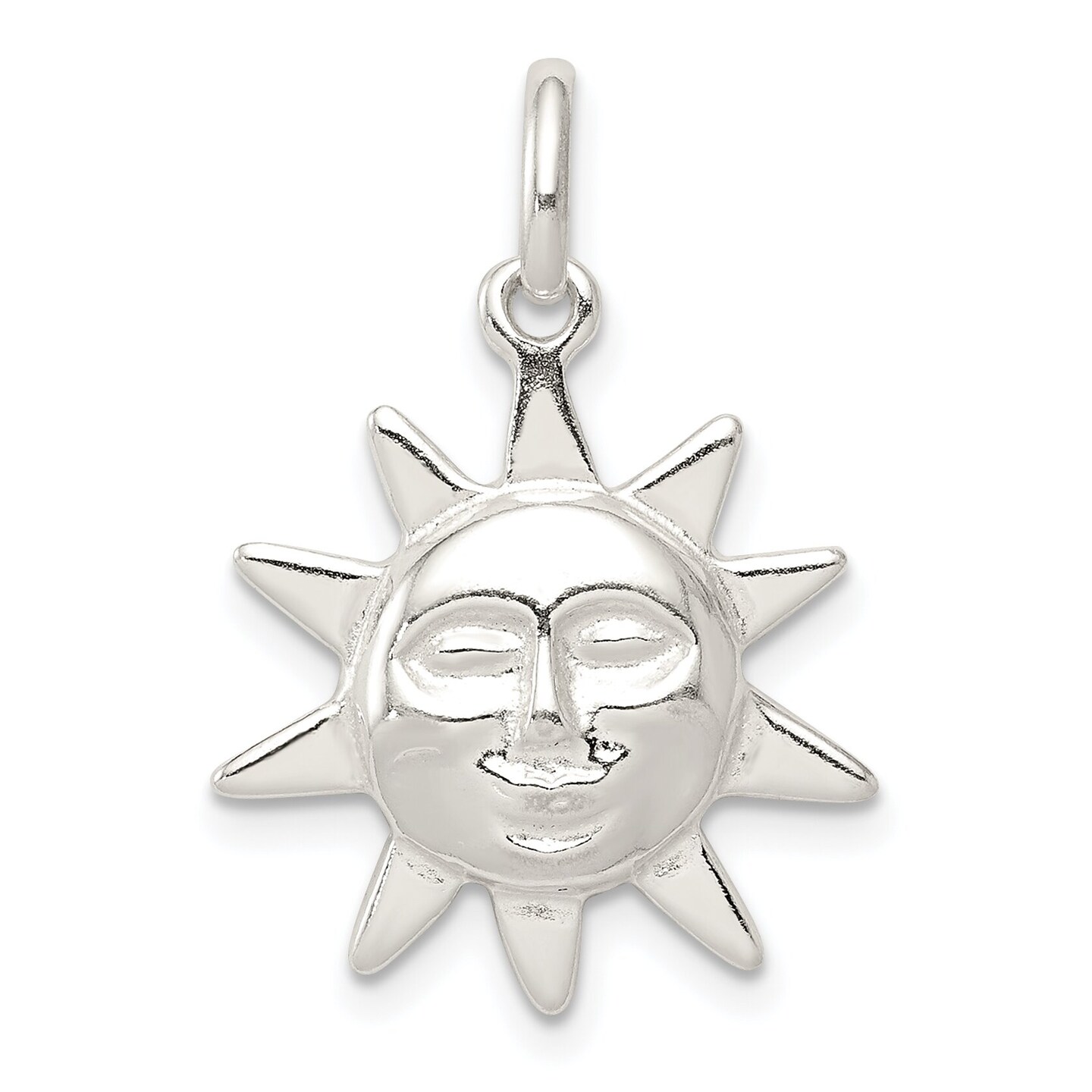 Sterling Silver Sun Charm Pendant Celstial Jewelry 25mm x 17mm