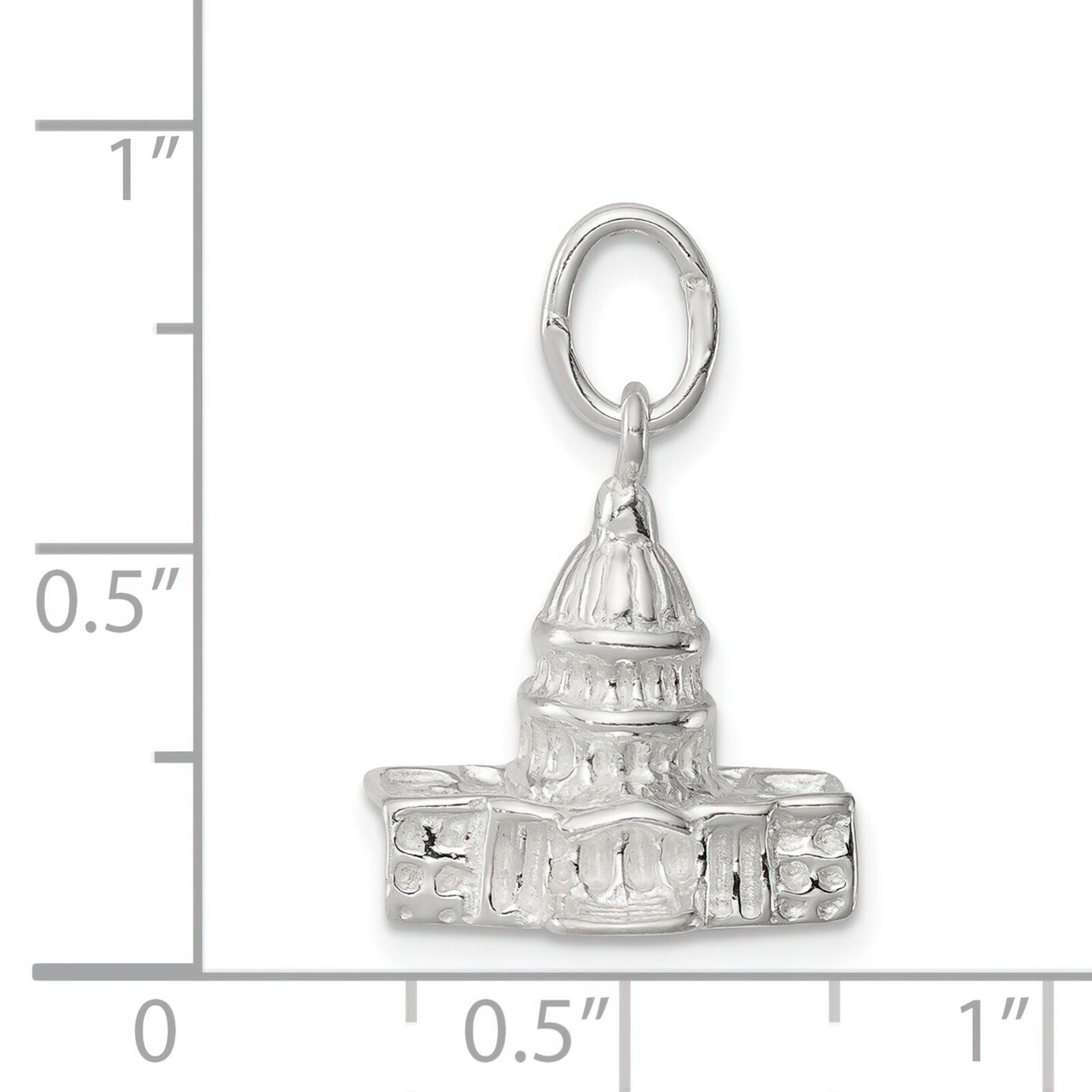 Sterling Silver Capitol Building Charm Pendant Jewelry 23mm x 15mm