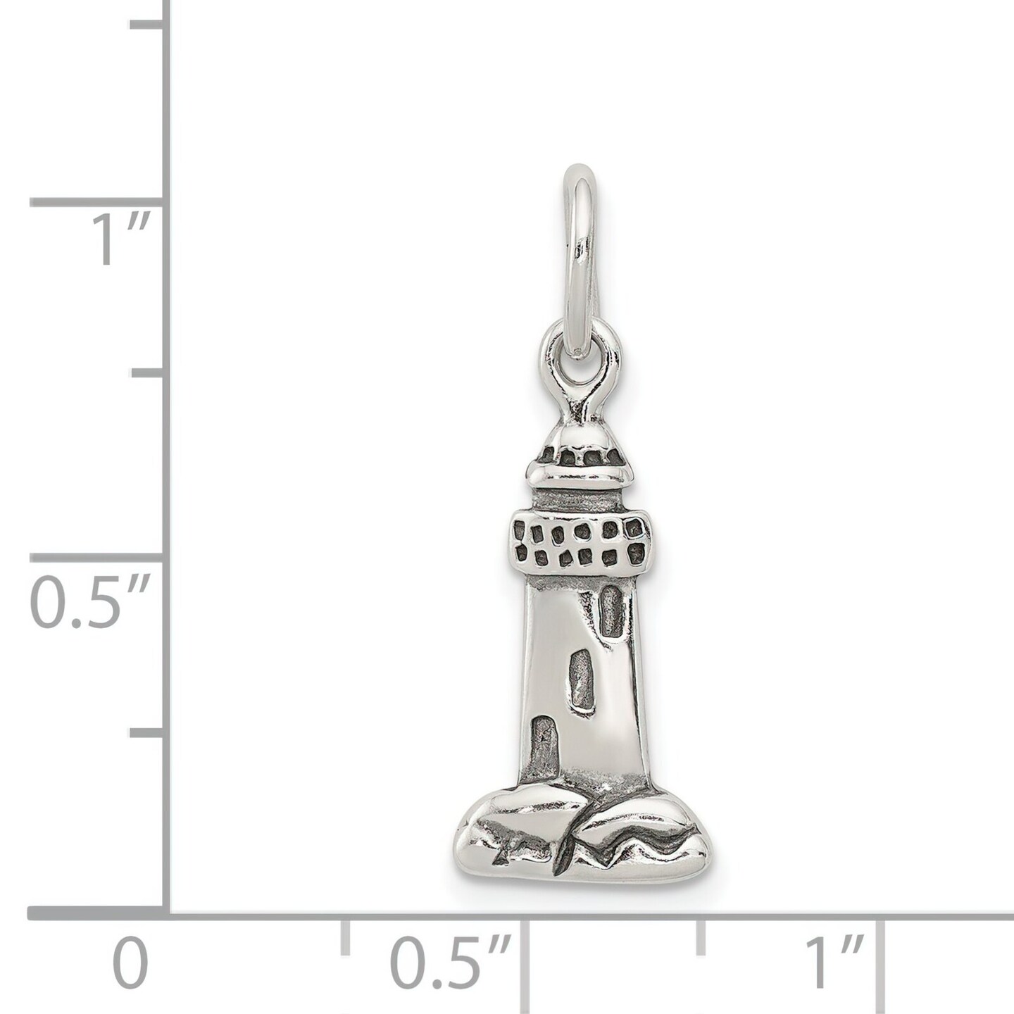 Sterling Silver Antiqued Lighthouse Charm Jewelry 20mm x 8mm