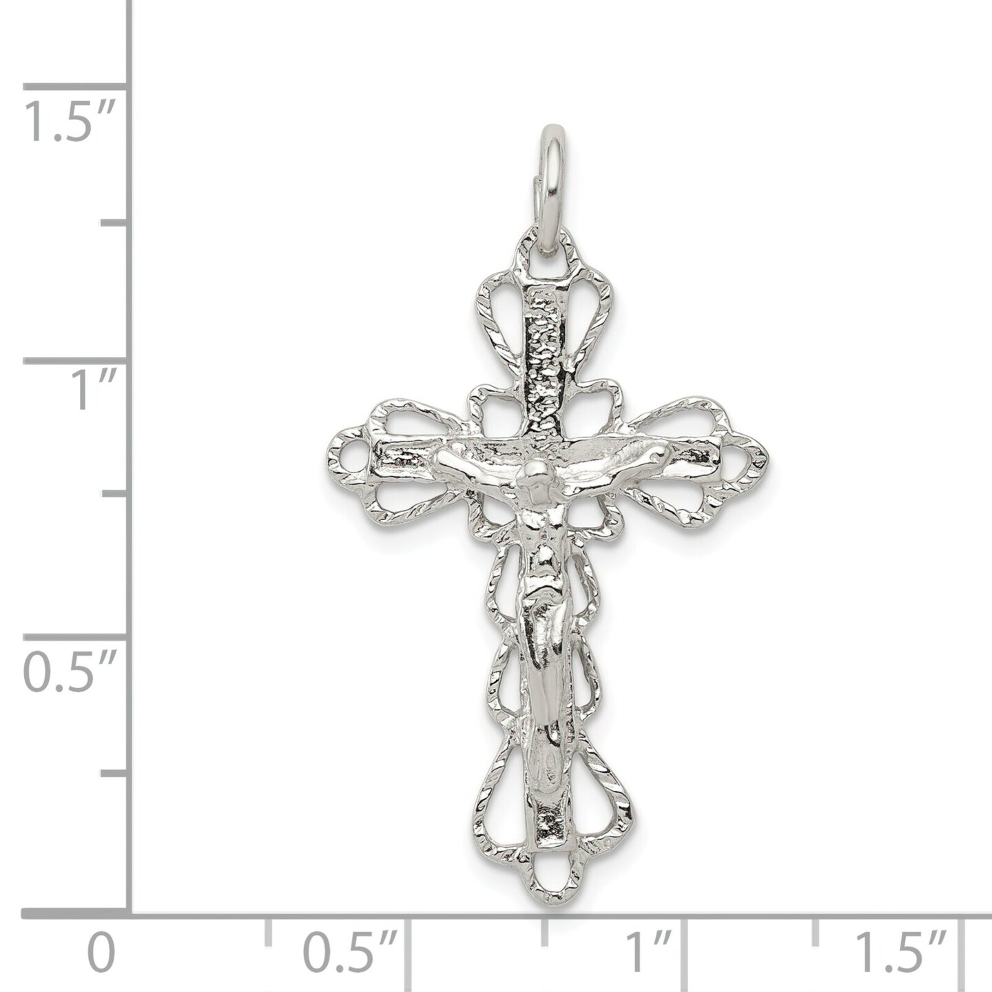 Sterling Silver Crucifix Pendant Religious Jewelry 36.6mm x 21mm