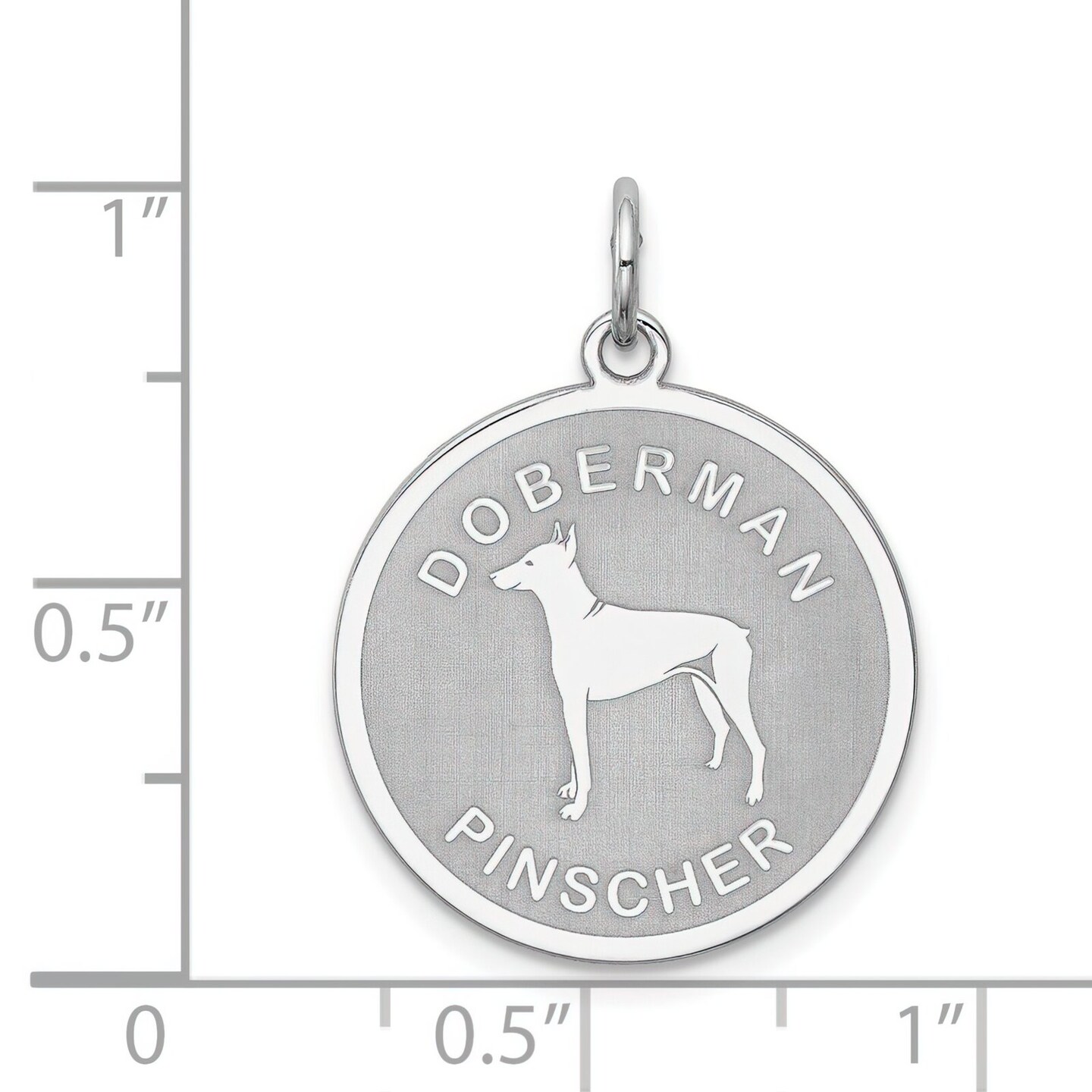 Sterling Silver Doberman Pinscher Disc Charm Pendant Jewerly 26mm x 19mm