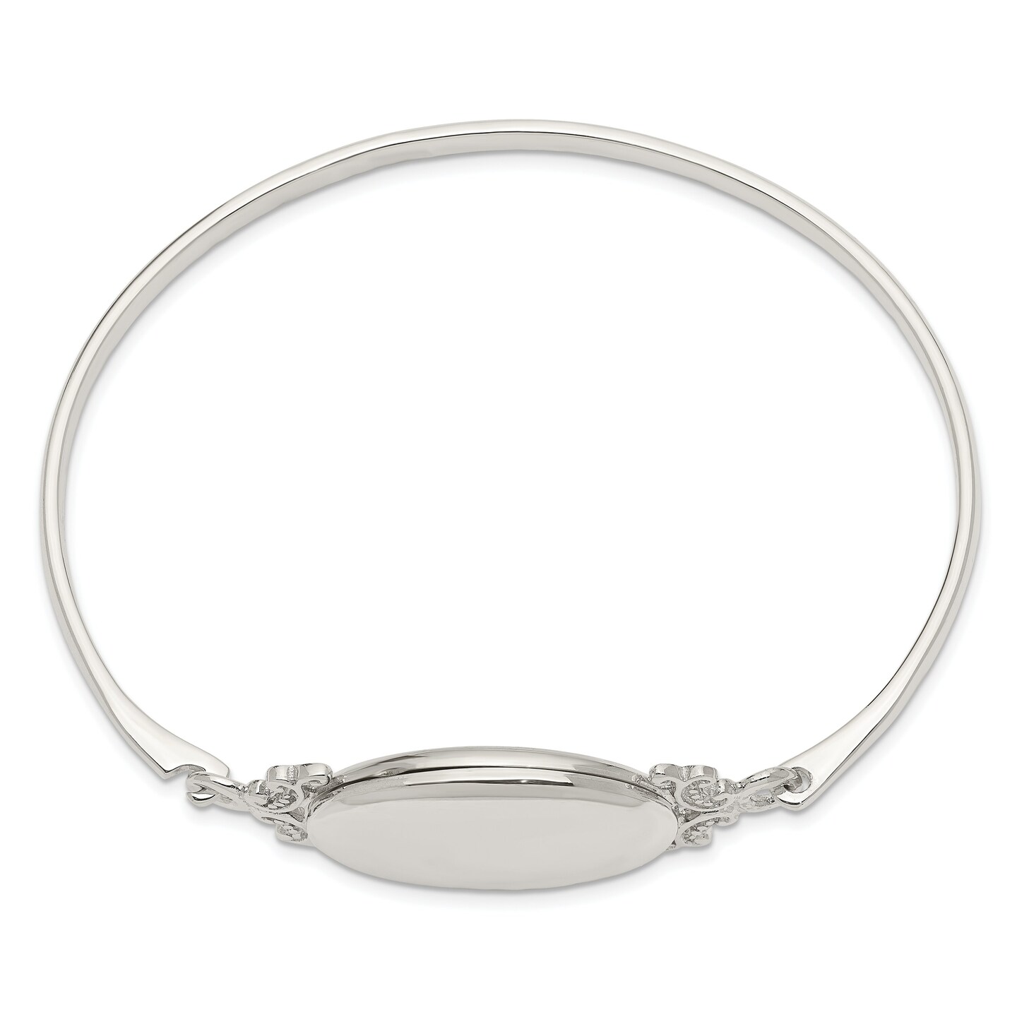 Sterling Silver Locket Polished Bangle Bracelet Jewelry