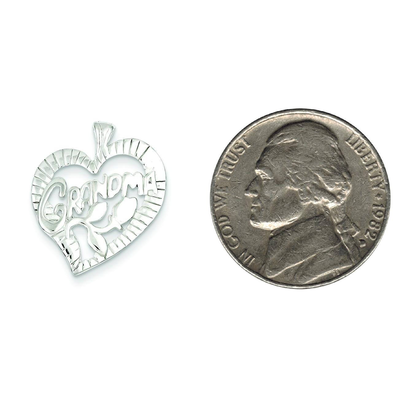 Sterling Silver Grandma Heart Charm Pendant Jewelry 20mm x 22mm