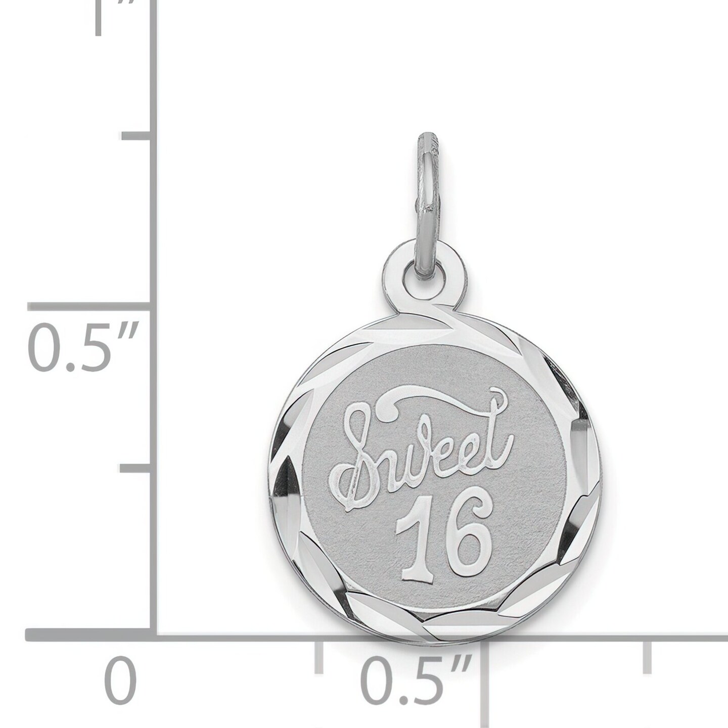 Sterling Silver Sweet Sixteen Disc Charm Birthday Jewerly 20mm x 13mm